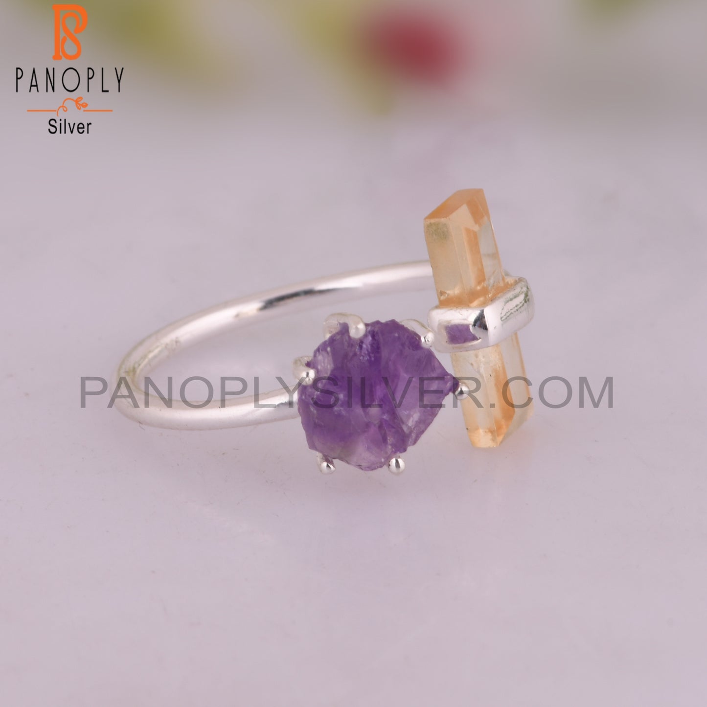 Citrine & Amethyst 925 Sterling Silver Ring