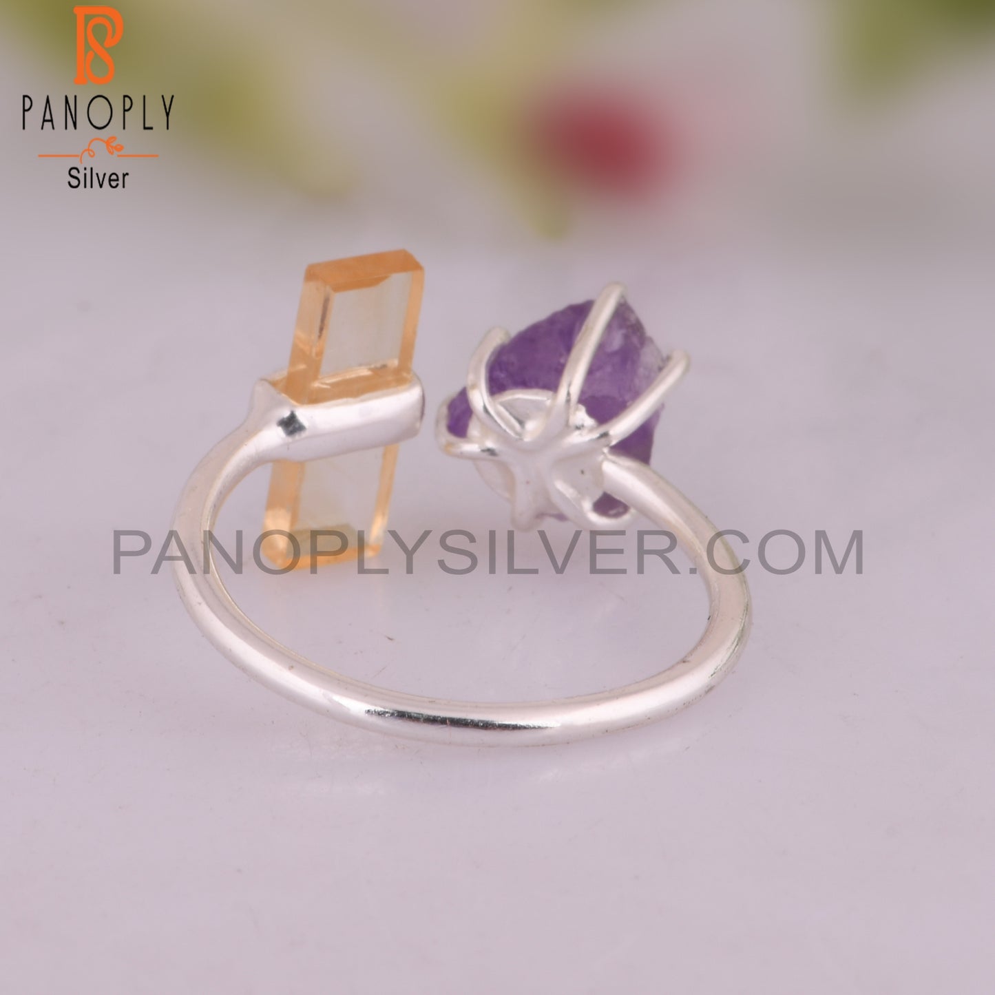 Citrine & Amethyst 925 Sterling Silver Ring