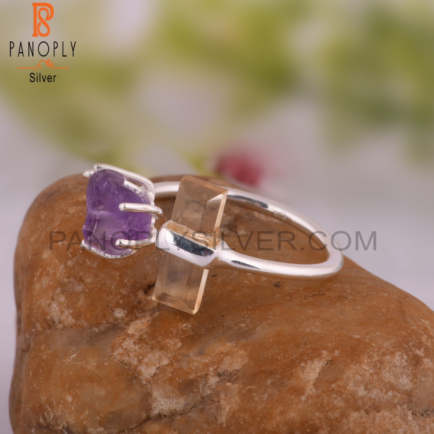 Citrine & Amethyst 925 Sterling Silver Ring