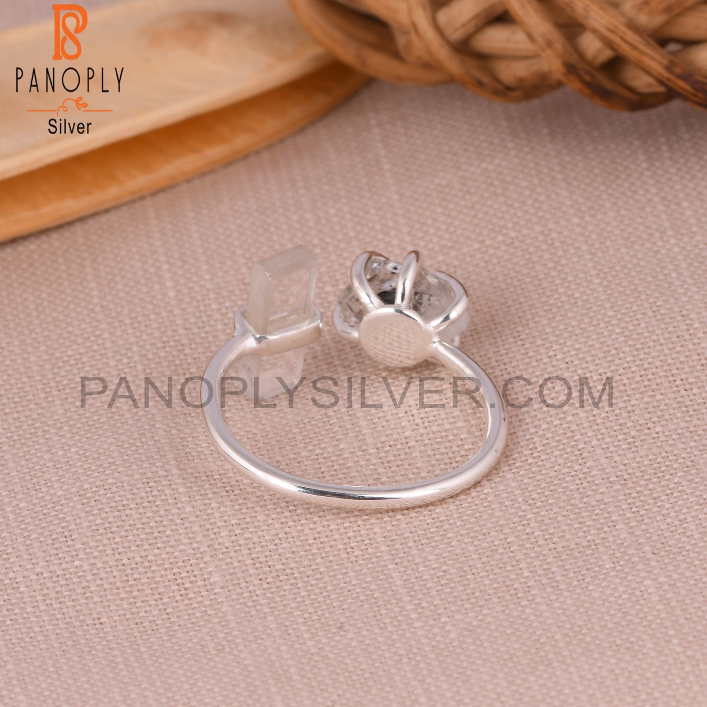 Crystal Quartz & Herkimer Diamond 925 Sterling Silver Ring