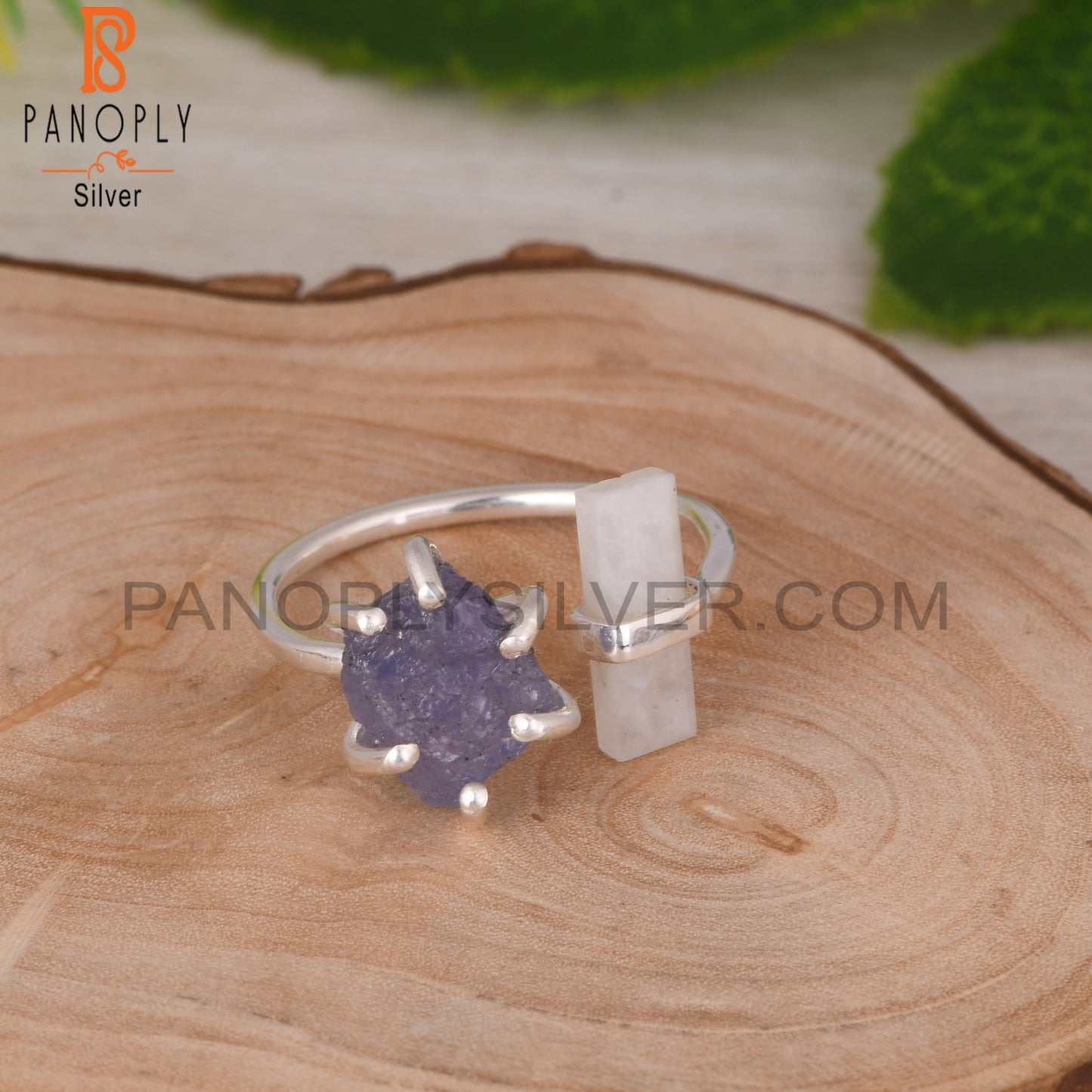 Tanzanite & Rainbow Moonstone 925 Sterling Silver Ring