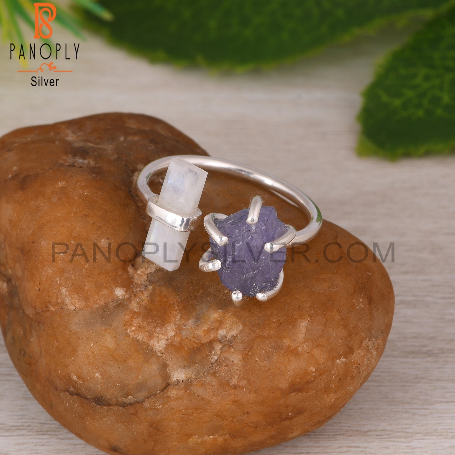 Tanzanite & Rainbow Moonstone 925 Sterling Silver Ring