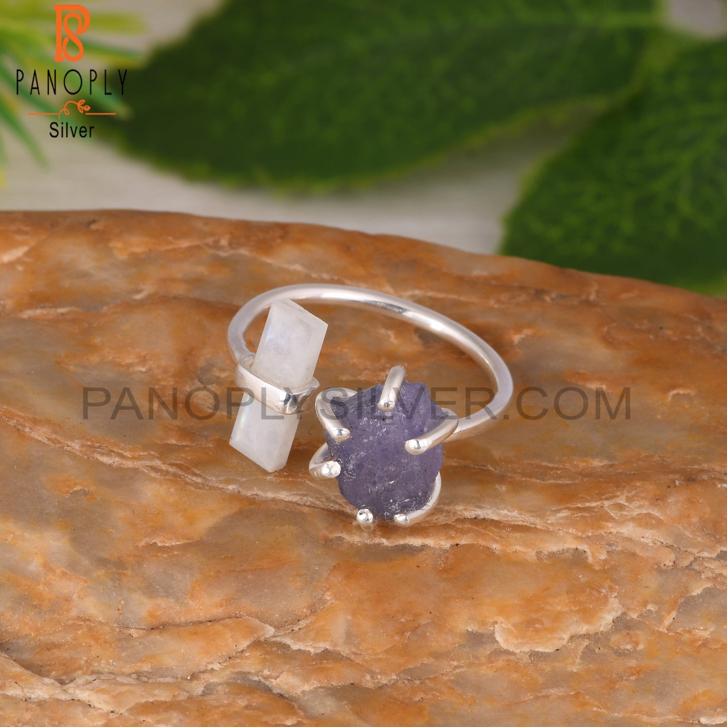 Tanzanite & Rainbow Moonstone 925 Sterling Silver Ring