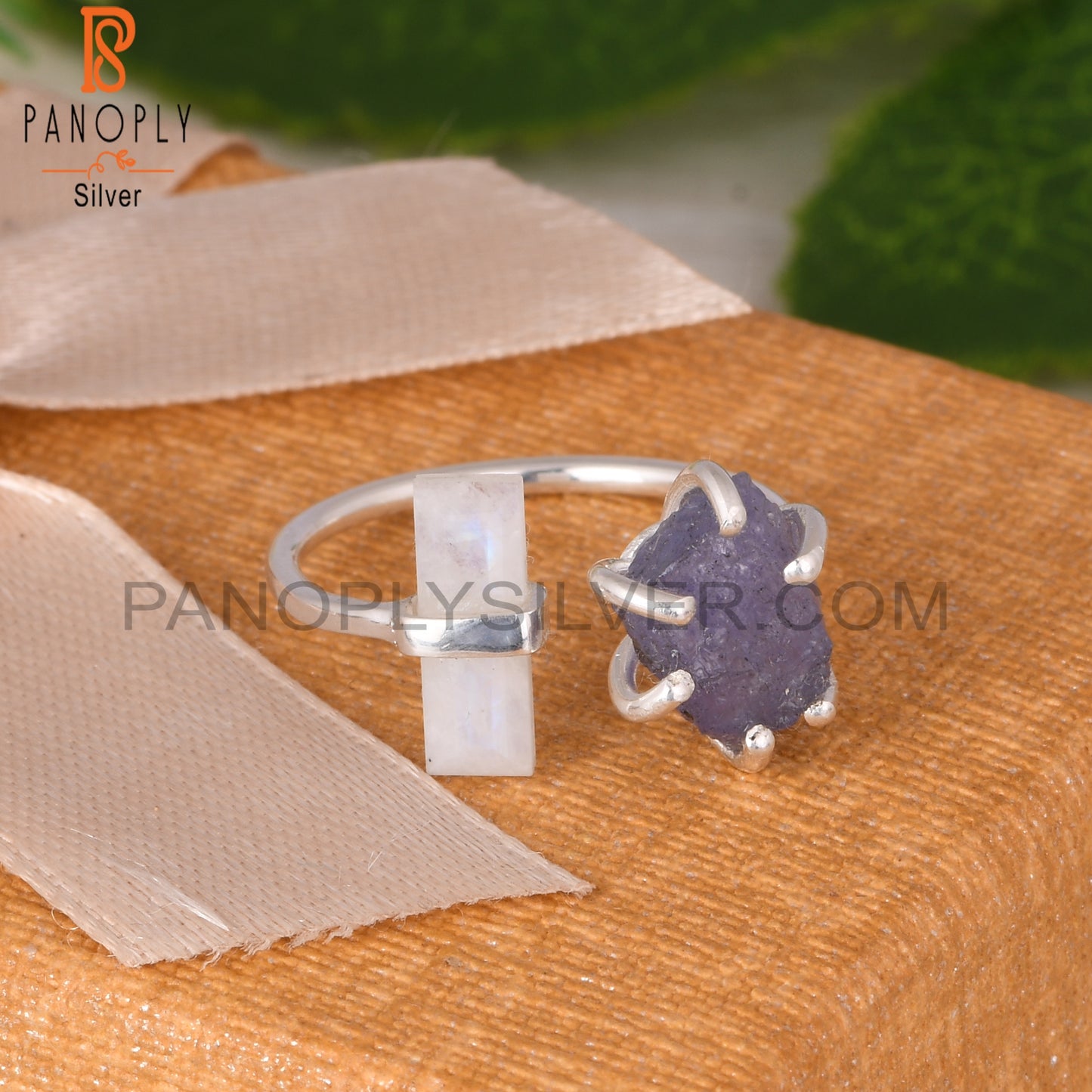 Tanzanite & Rainbow Moonstone 925 Sterling Silver Ring