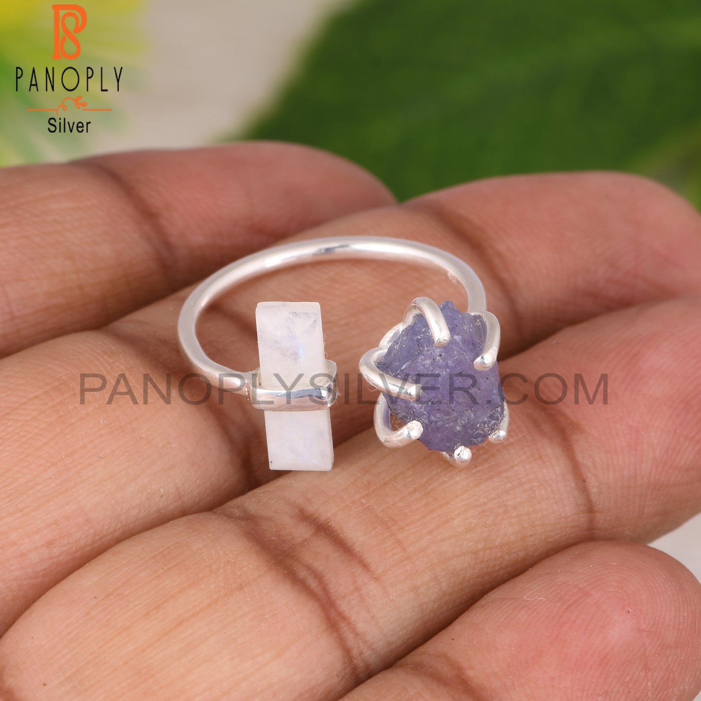 Tanzanite & Rainbow Moonstone 925 Sterling Silver Ring