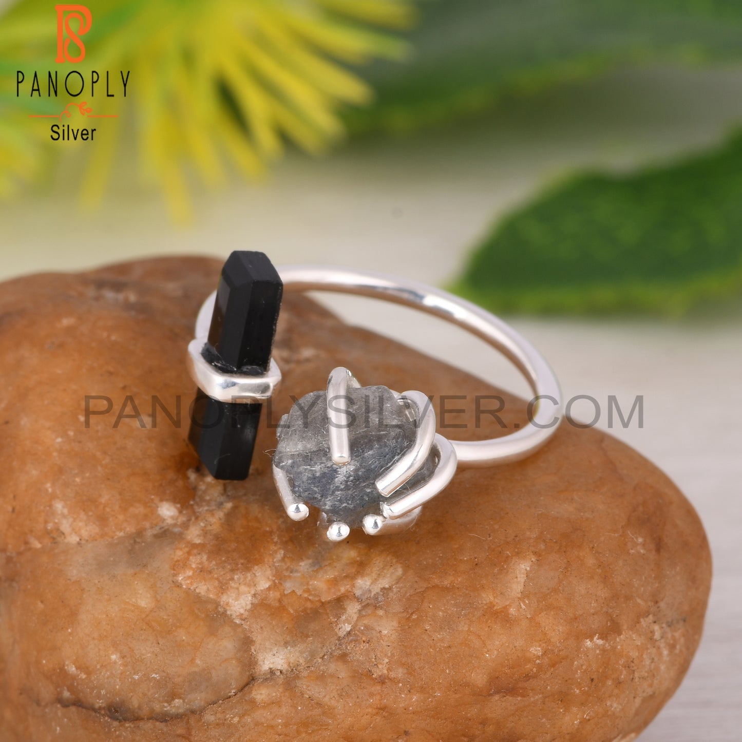 Black Onyx & Labradorite 925 Sterling Silver Ring