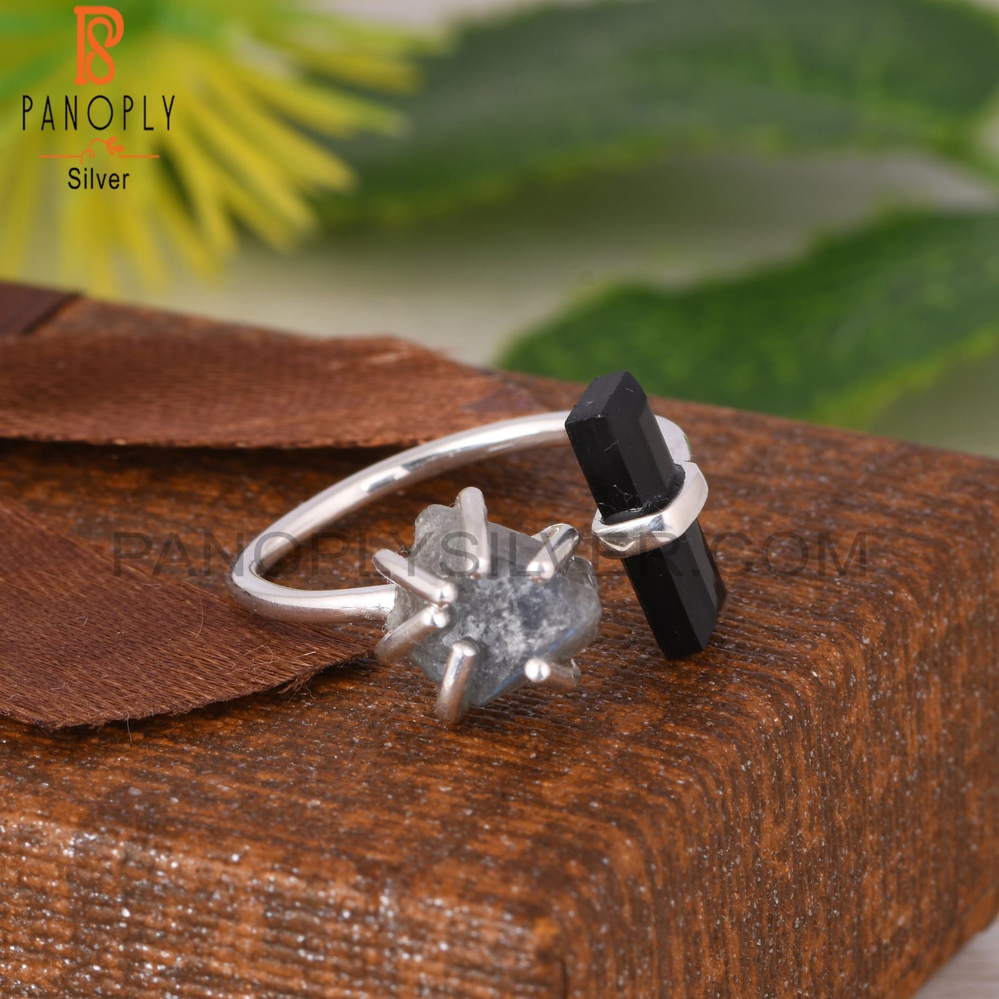 Black Onyx & Labradorite 925 Sterling Silver Ring