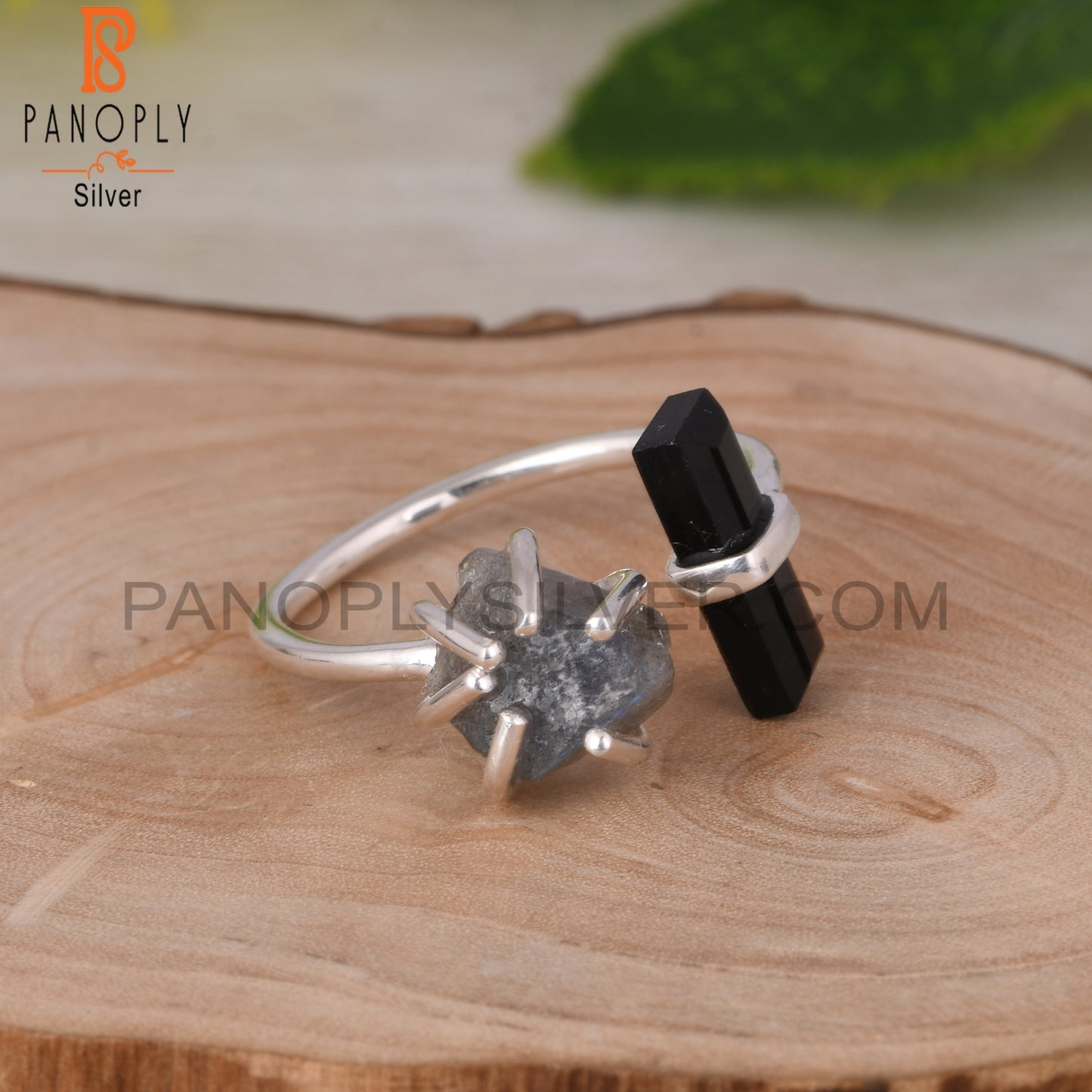 Black Onyx & Labradorite 925 Sterling Silver Ring