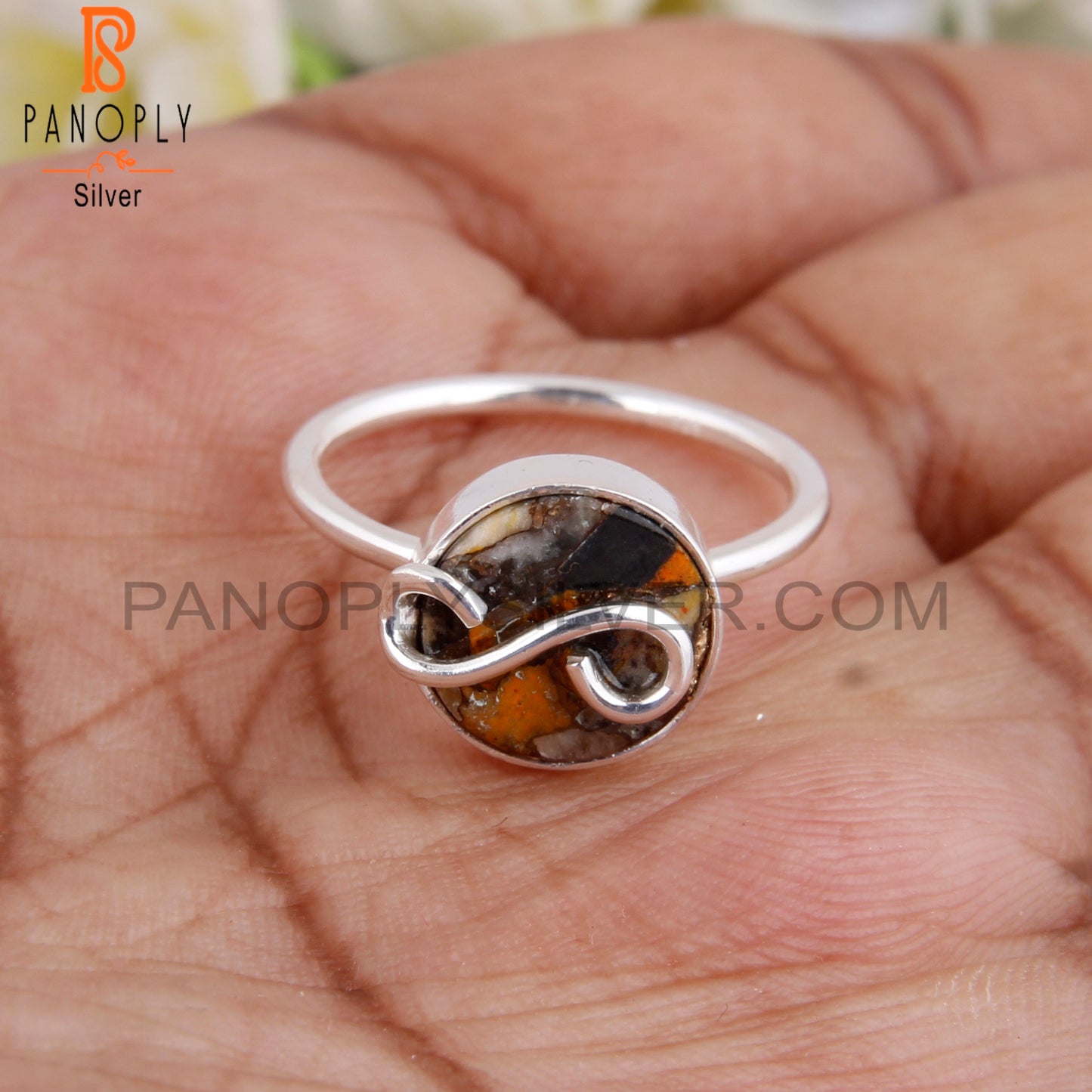 Mojave Copper Oyster Turquoise 925 Silver Engagement Ring