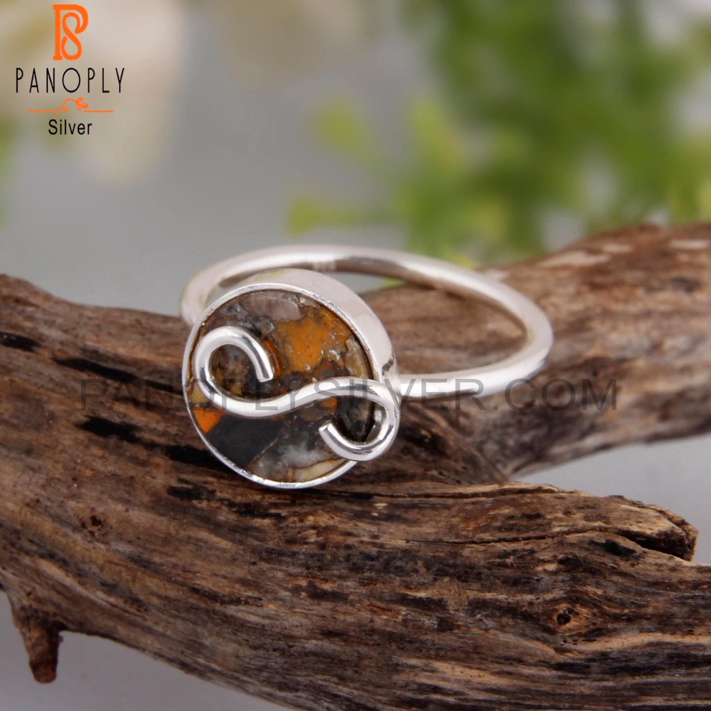 Mojave Copper Oyster Turquoise 925 Silver Engagement Ring