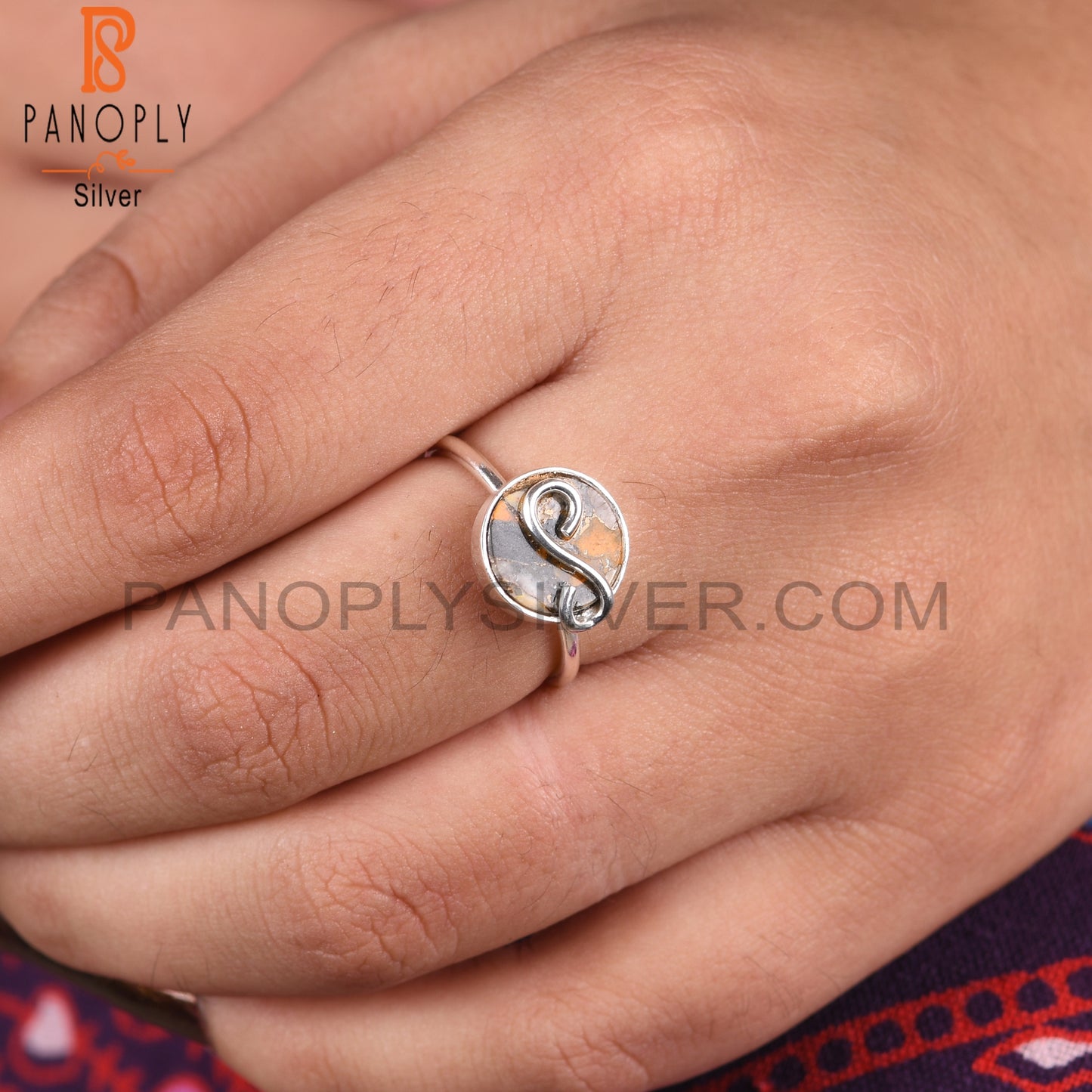 Mojave Copper Oyster Turquoise 925 Silver Engagement Ring