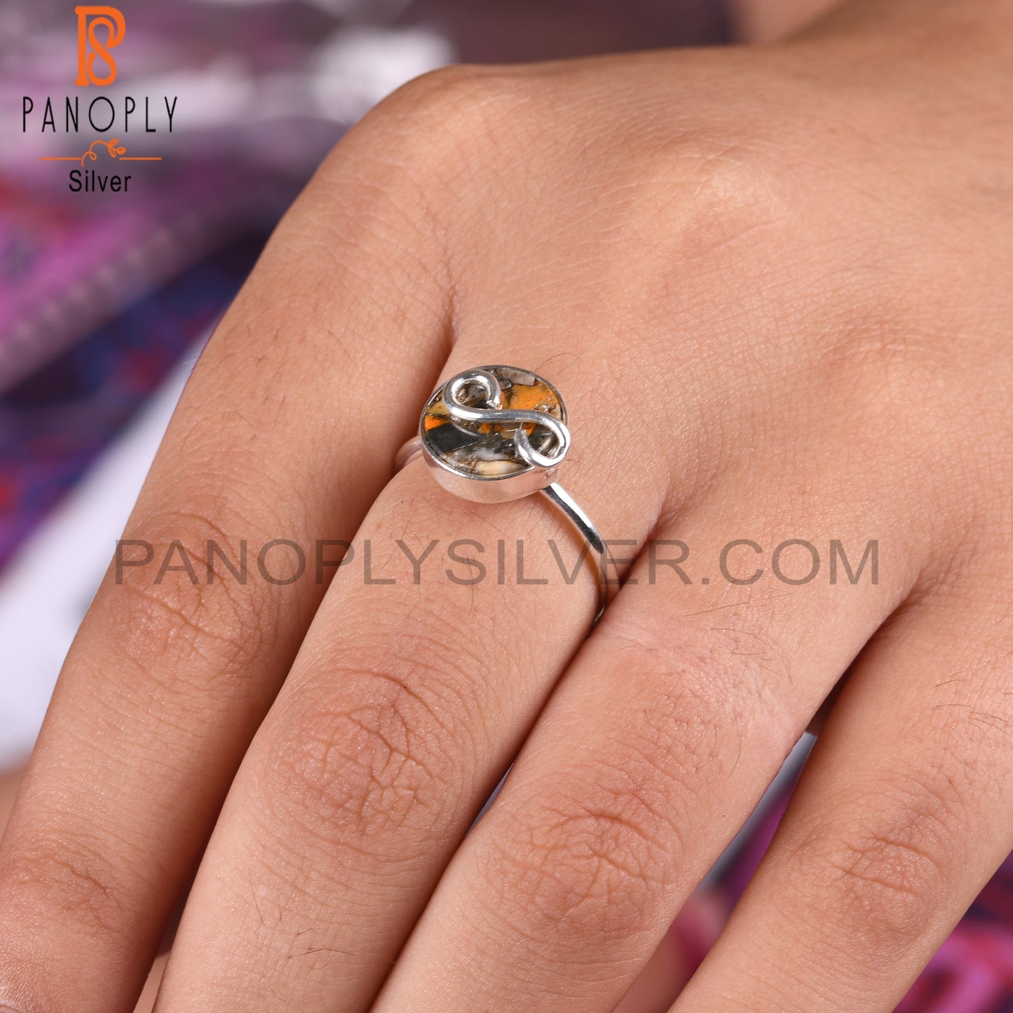 Mojave Copper Oyster Turquoise 925 Silver Engagement Ring