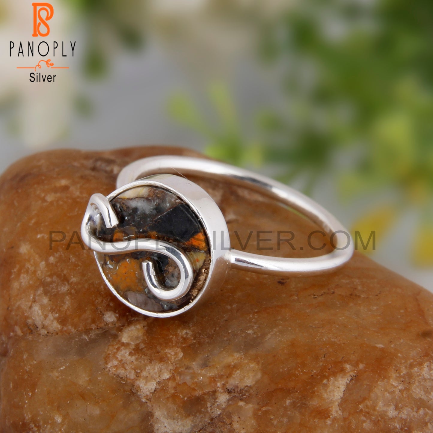 Mojave Copper Oyster Turquoise 925 Silver Engagement Ring