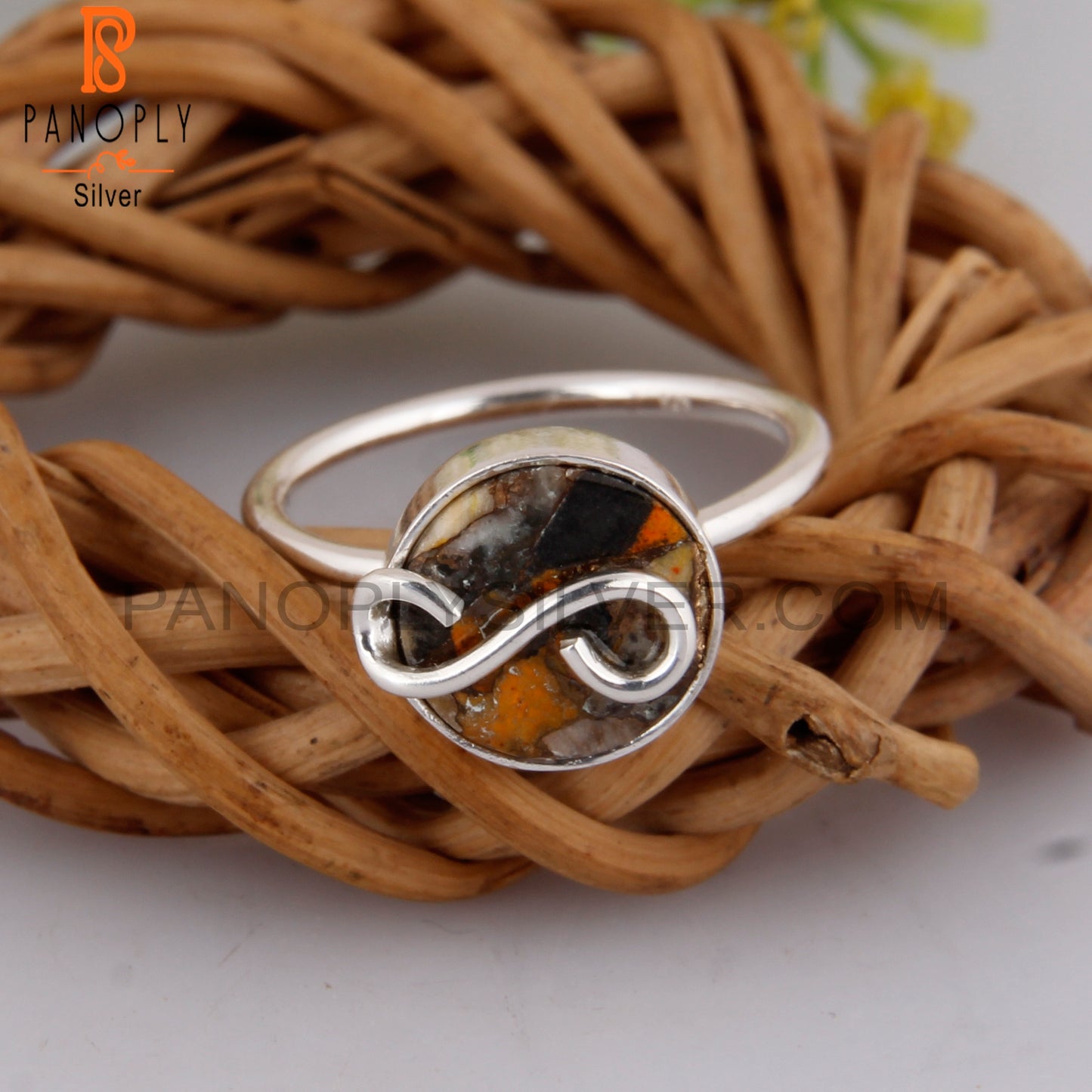 Mojave Copper Oyster Turquoise 925 Silver Engagement Ring