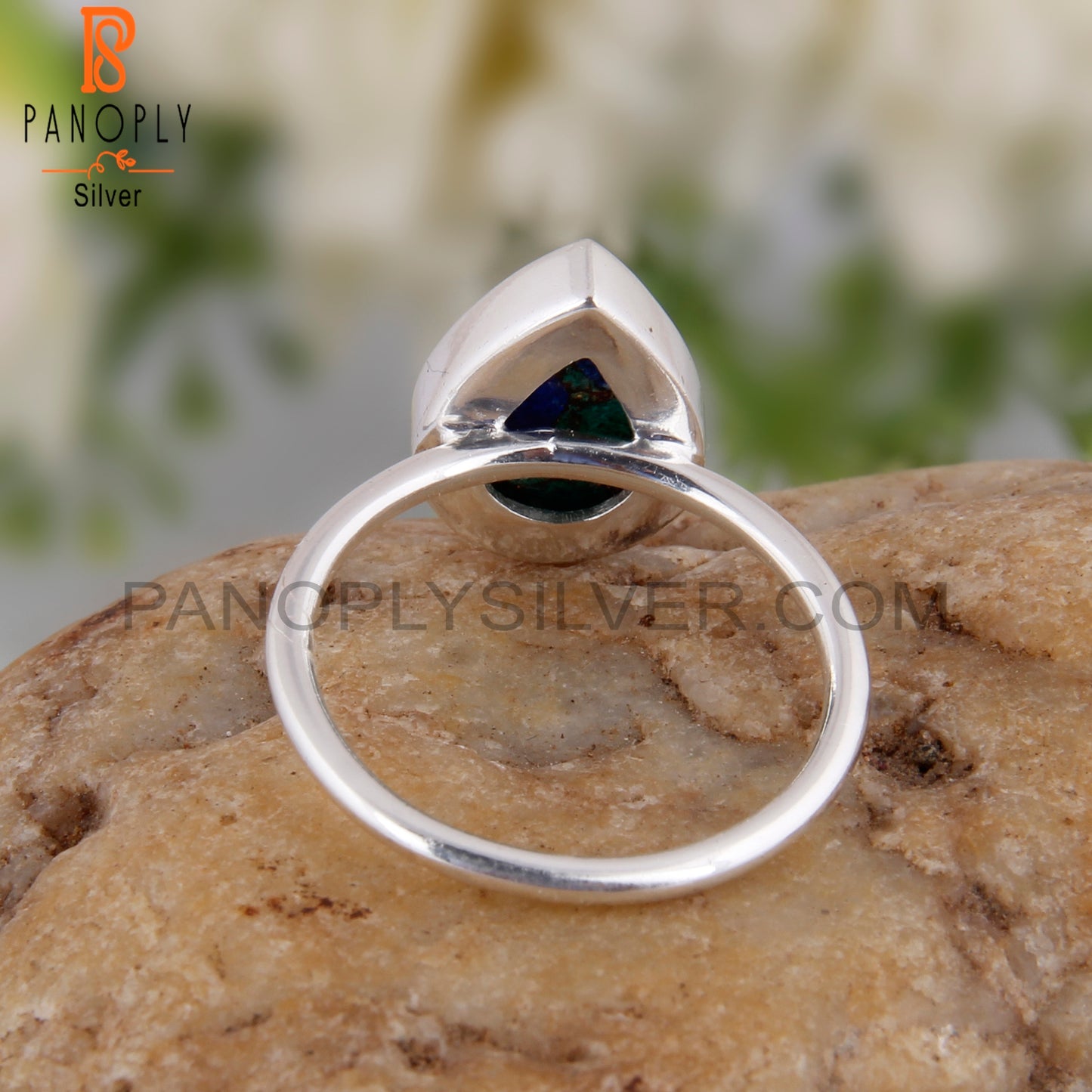 Mojave Copper Azurite Malachite Handmade 925 Silver Ring