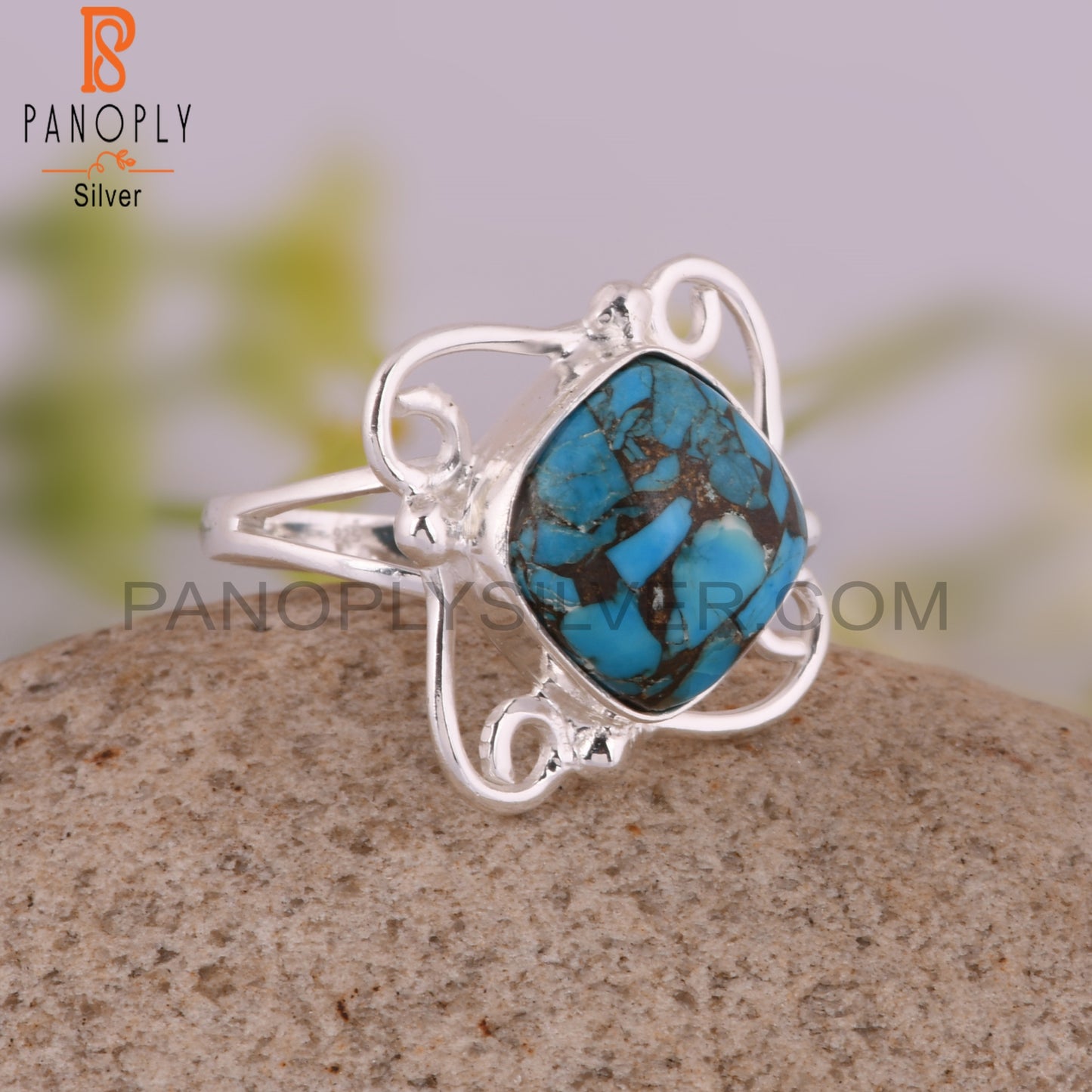 Mojave Copper Turquoise 925 Sterling Silver Birthday Ring