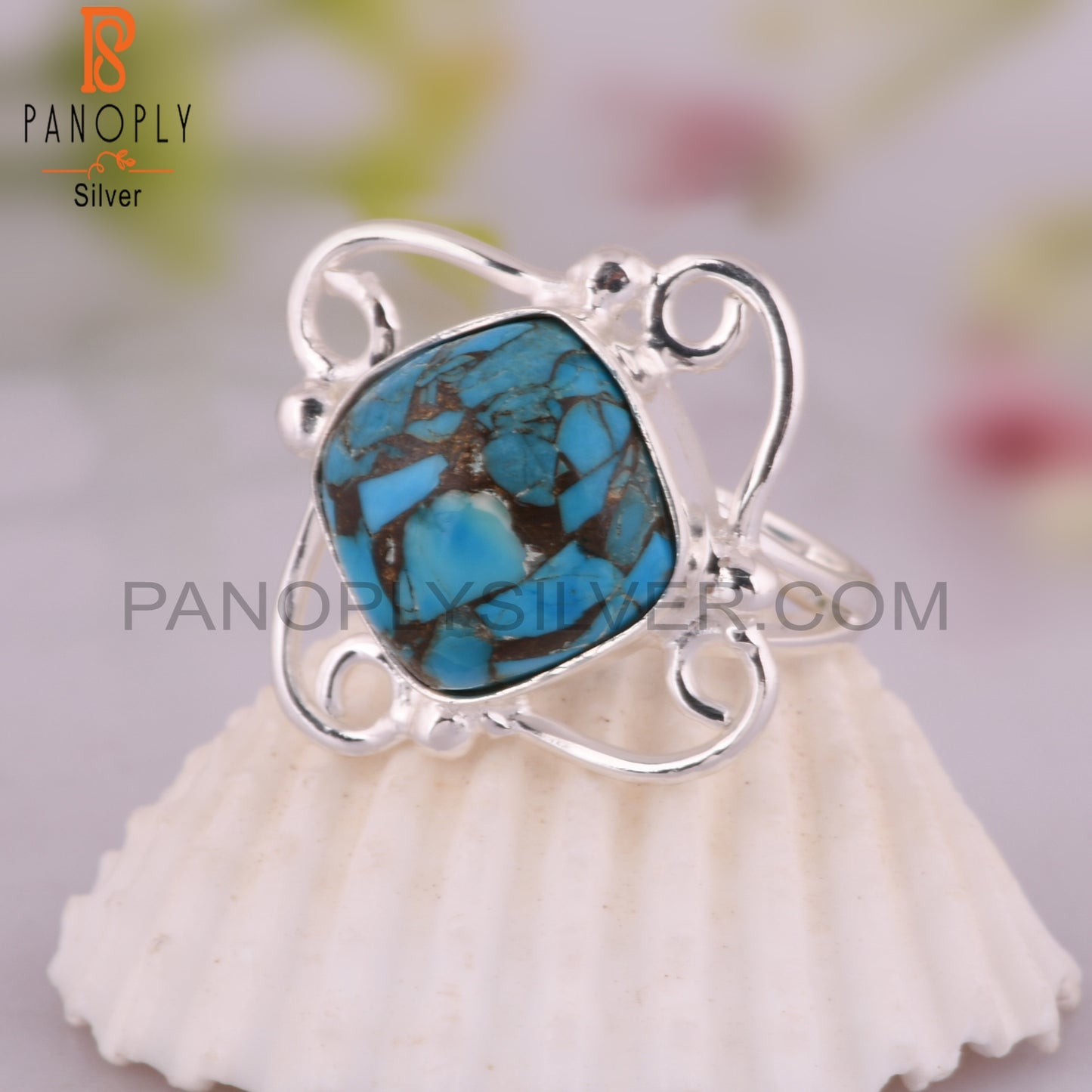 Mojave Copper Turquoise 925 Sterling Silver Birthday Ring