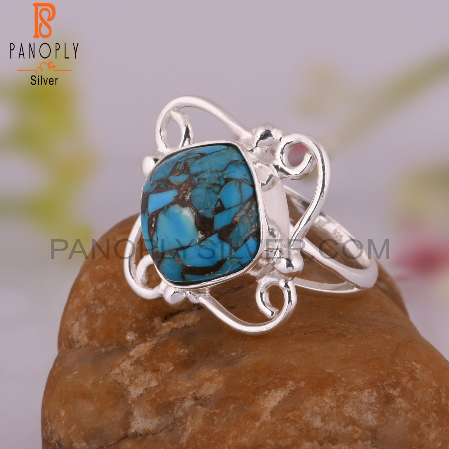 Mojave Copper Turquoise 925 Sterling Silver Birthday Ring
