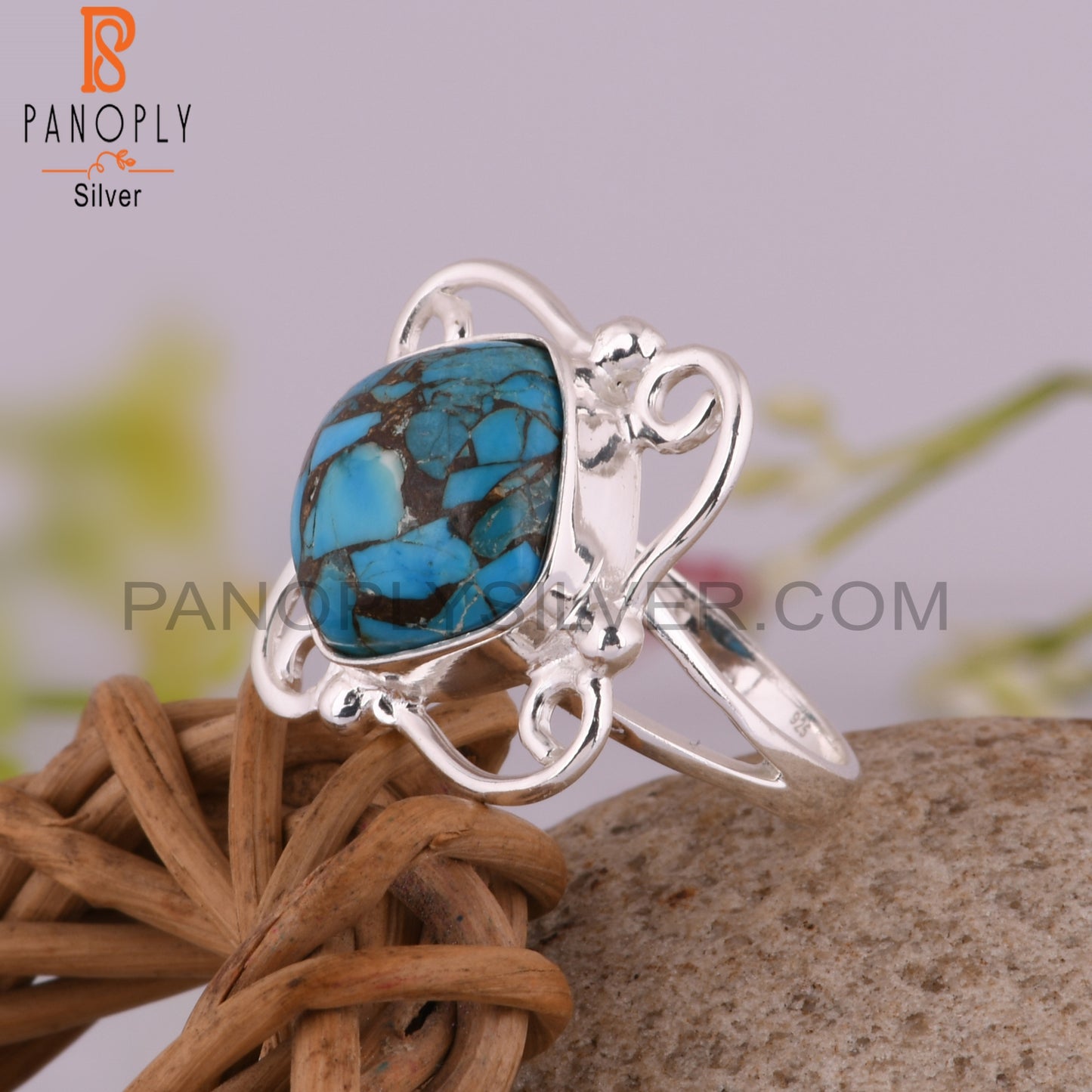 Mojave Copper Turquoise 925 Sterling Silver Birthday Ring