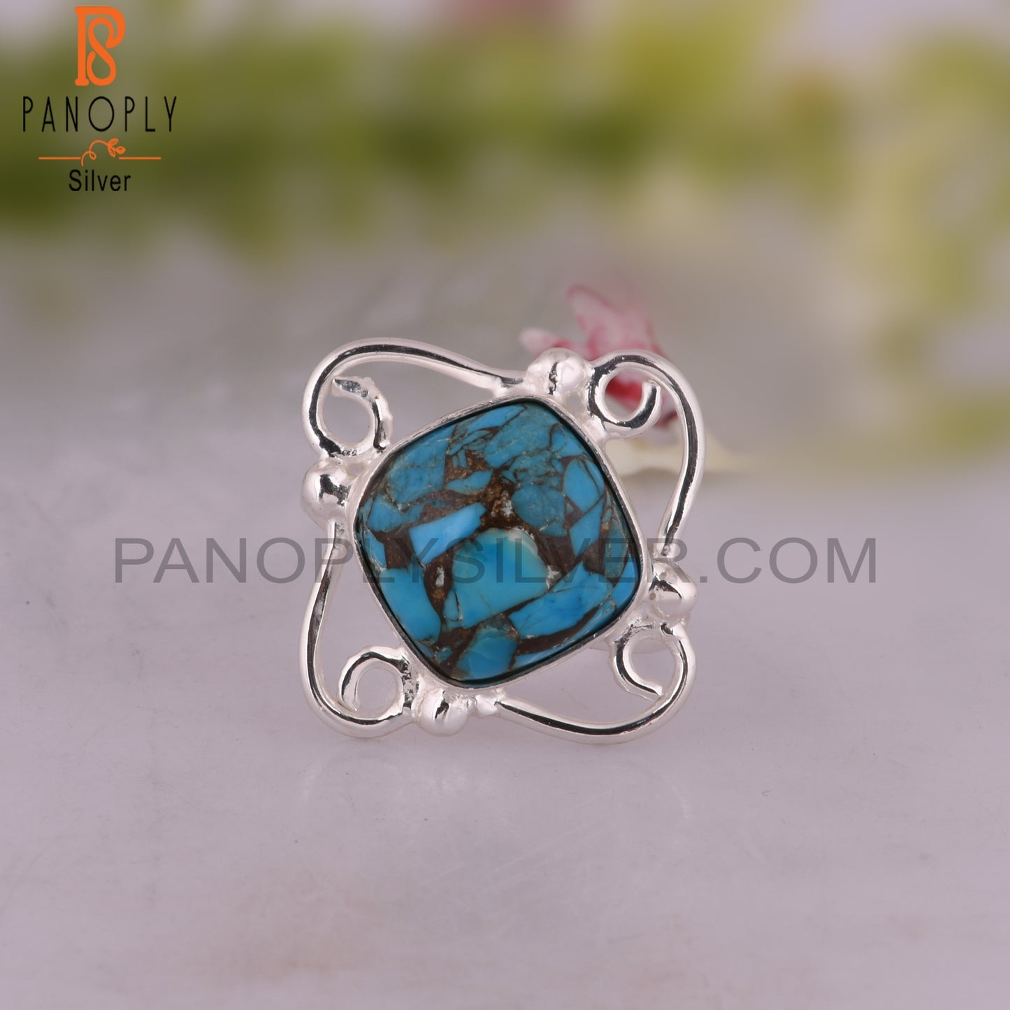 Mojave Copper Turquoise 925 Sterling Silver Birthday Ring