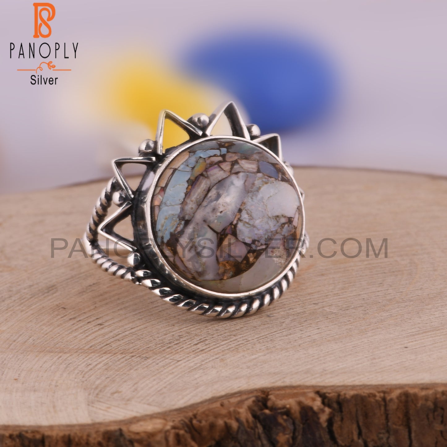 Mojave Copper Ethiopian Opal Round 925 Silver Gift Ring