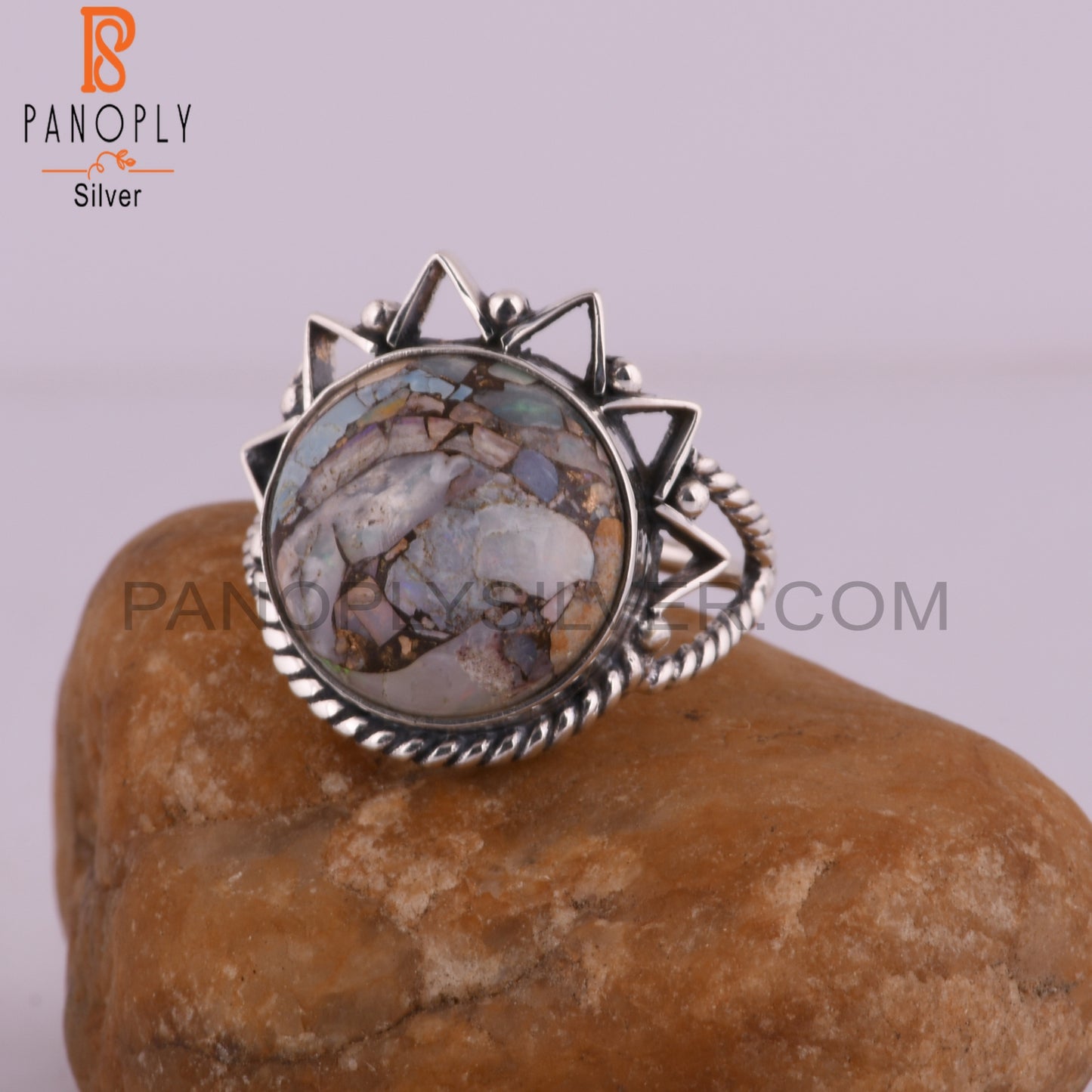 Mojave Copper Ethiopian Opal Round 925 Silver Gift Ring