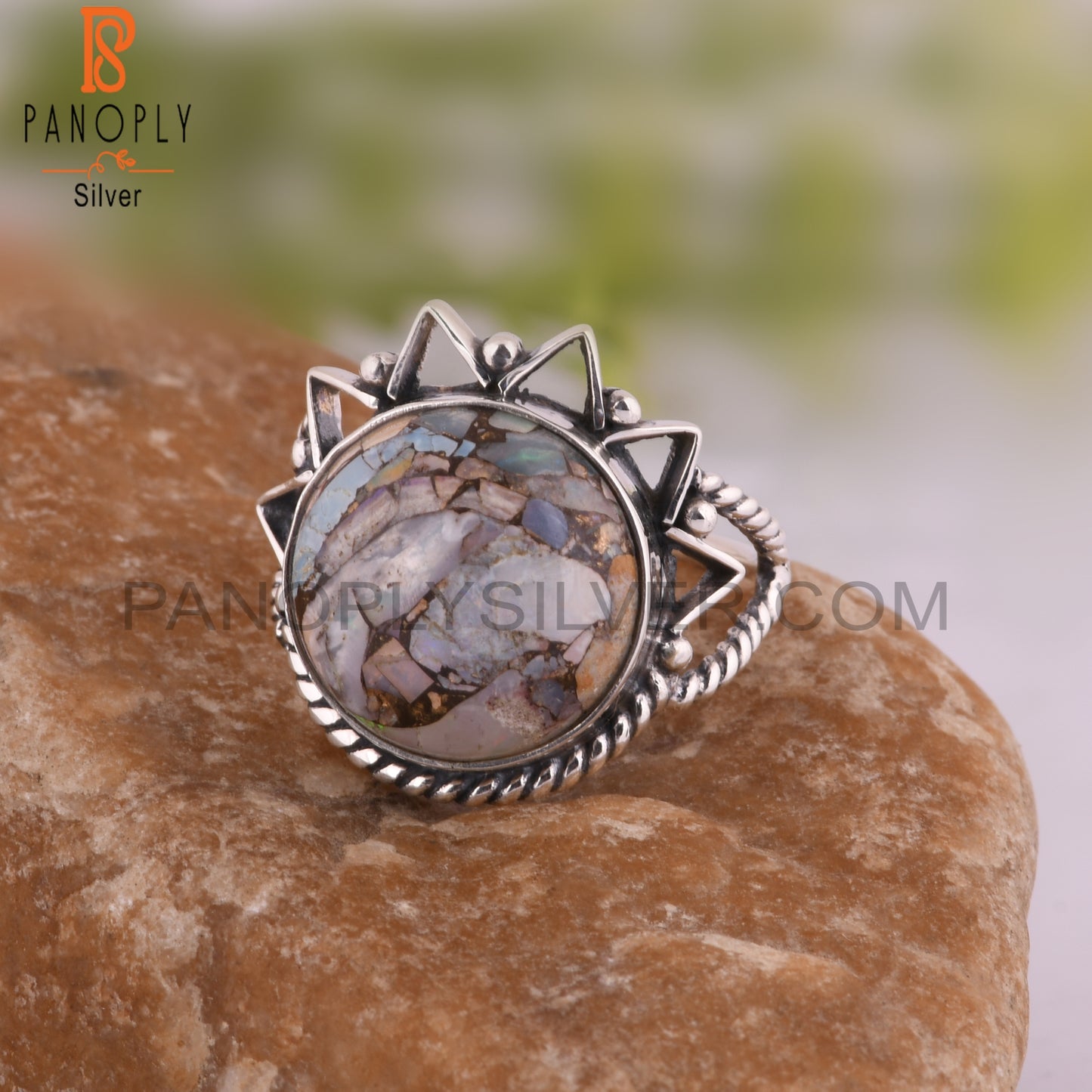 Mojave Copper Ethiopian Opal Round 925 Silver Gift Ring