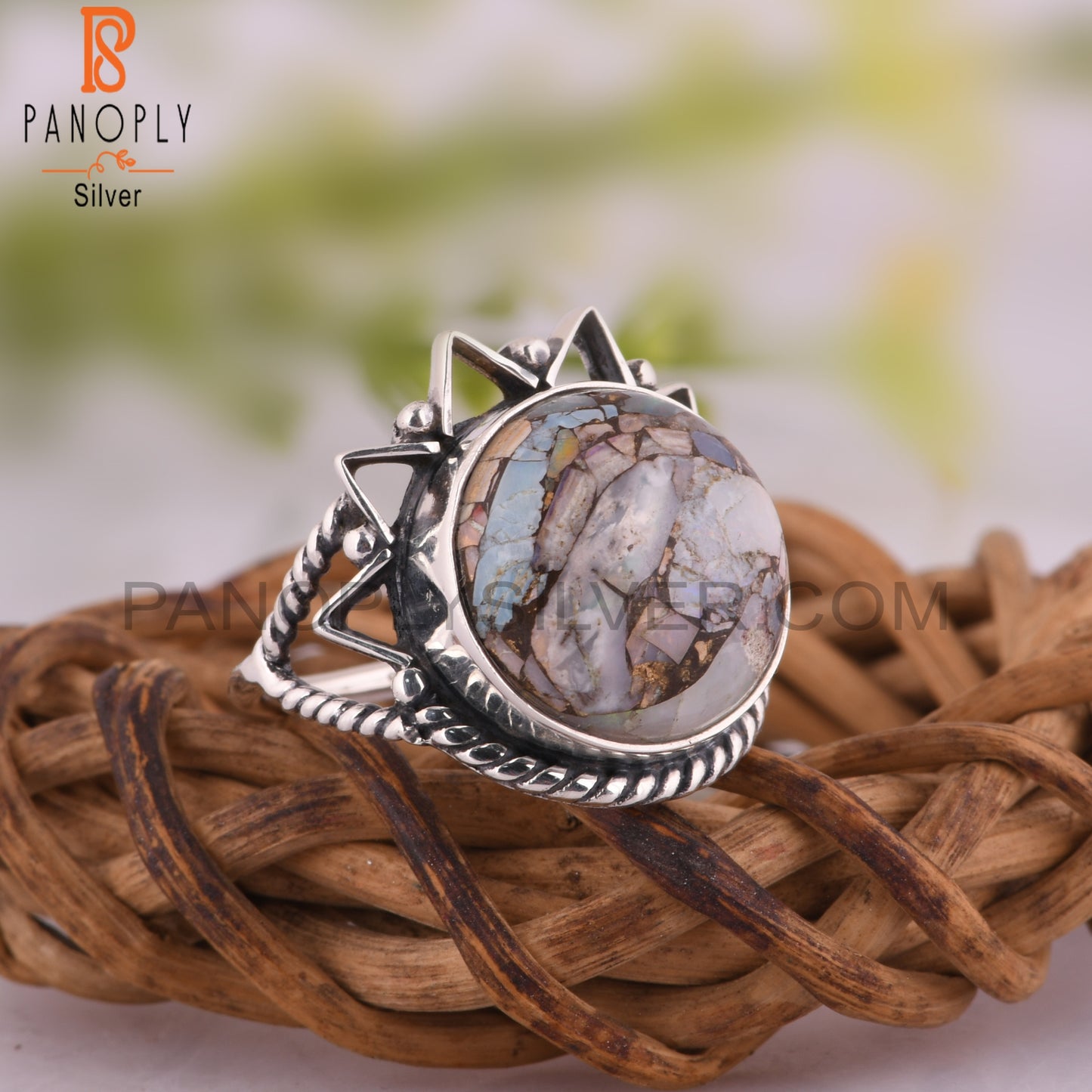 Mojave Copper Ethiopian Opal Round 925 Silver Gift Ring