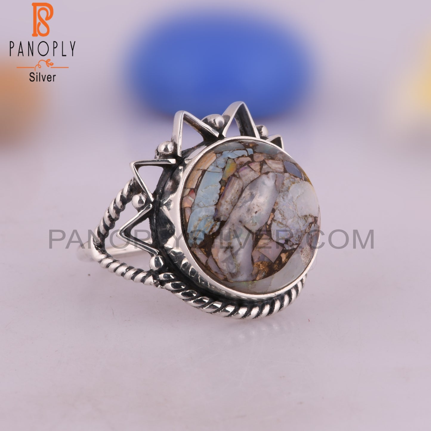 Mojave Copper Ethiopian Opal Round 925 Silver Gift Ring