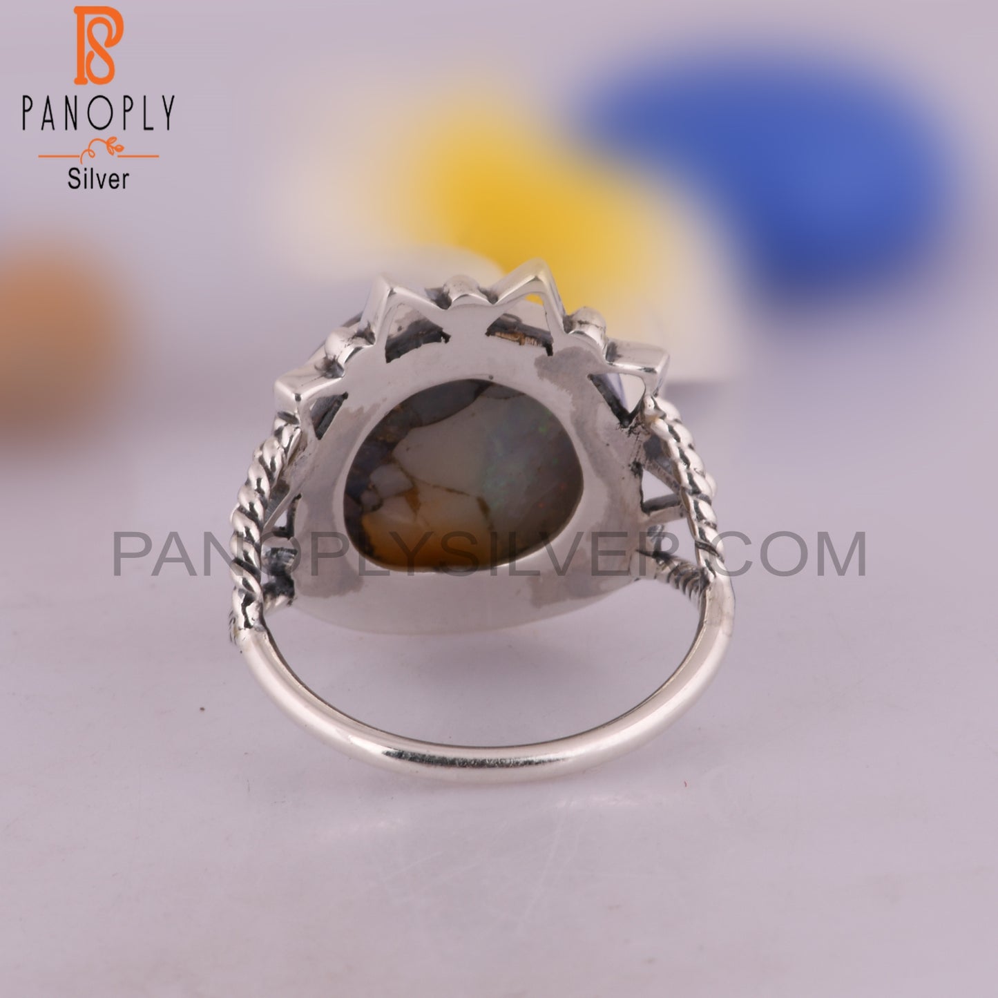 Mojave Copper Ethiopian Opal Round 925 Silver Gift Ring