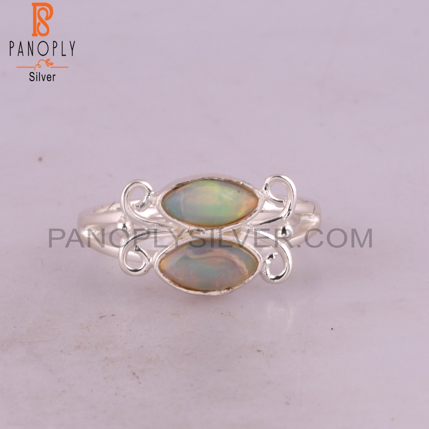 Ethiopian Opal 925 Sterling Silver Hand hammered Ring