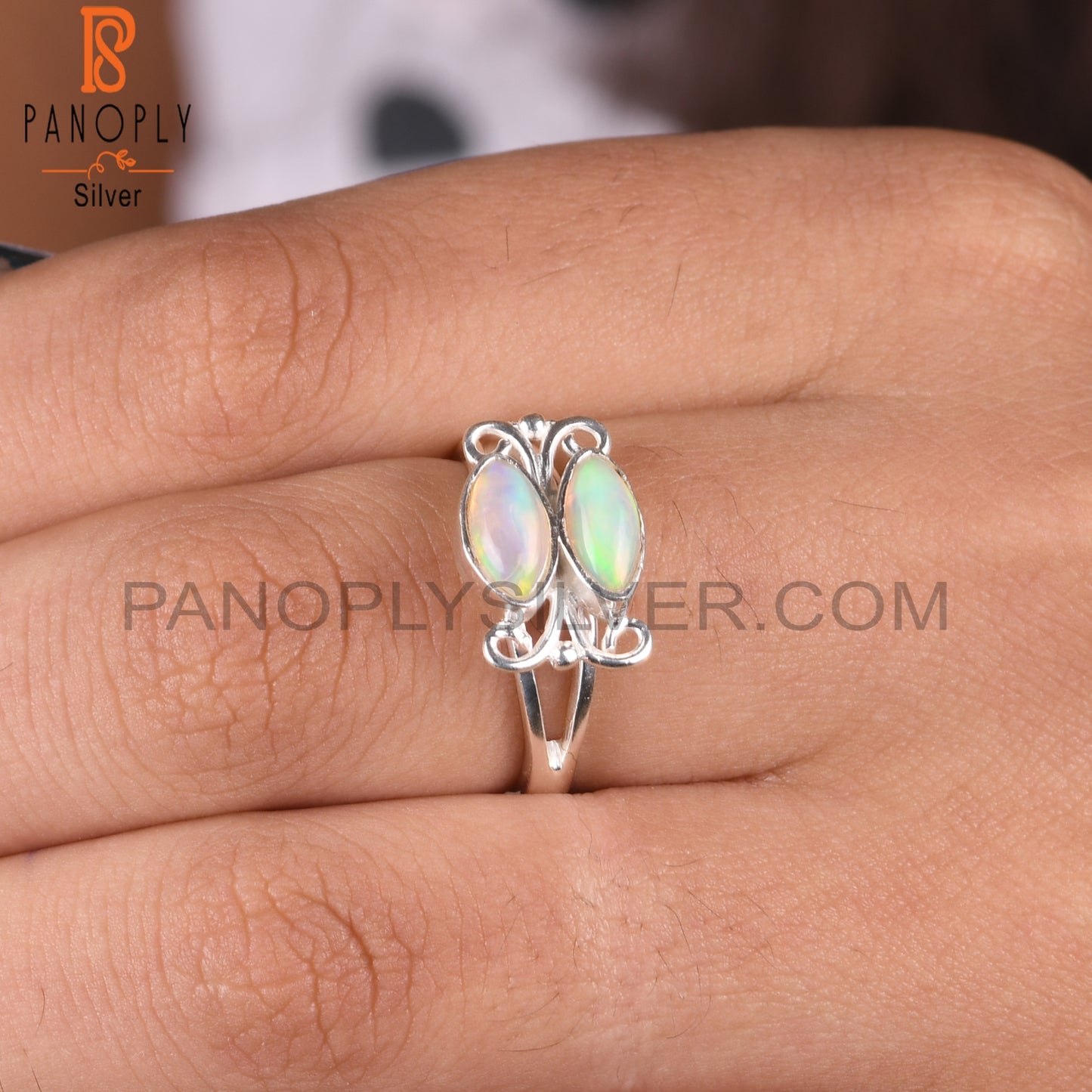 Ethiopian Opal 925 Sterling Silver Hand hammered Ring