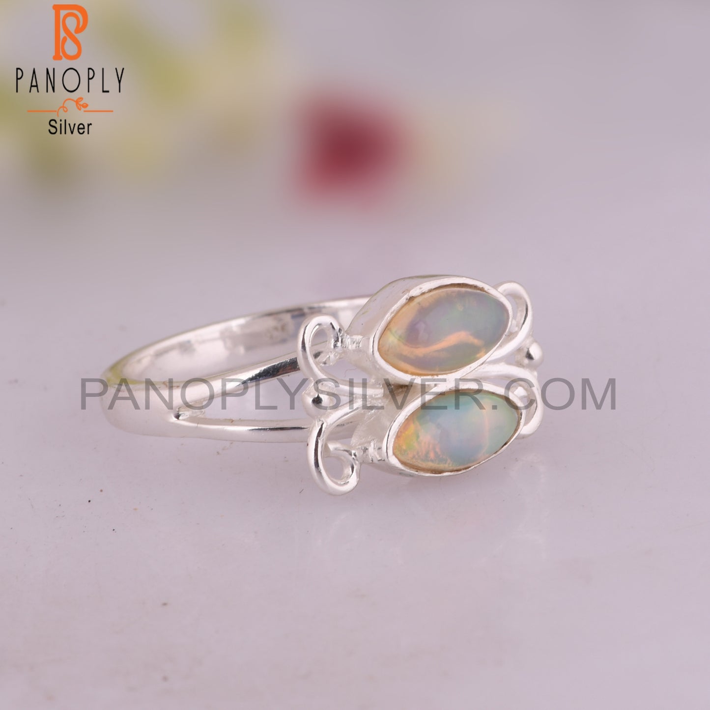 Ethiopian Opal 925 Sterling Silver Hand hammered Ring