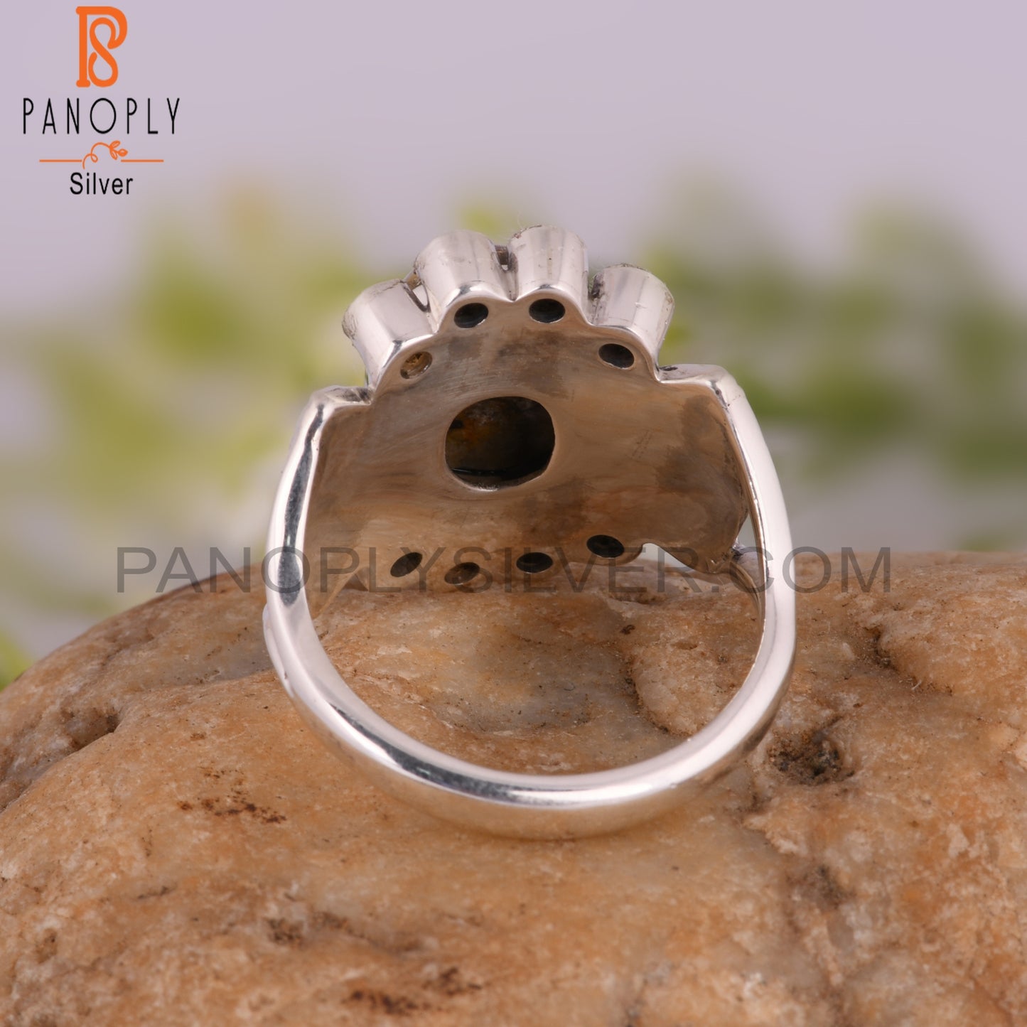 Mojave Copper Bumblebee Turquoise & Citrine 925 Silver Ring