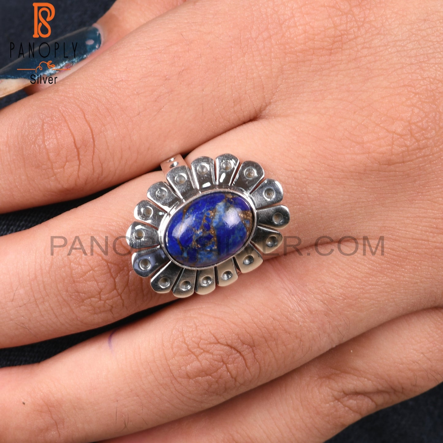 Mojave Copper Purple Oyster Turquoise 925 Silver Casual Ring