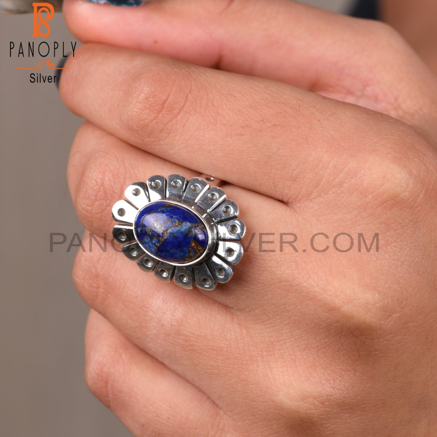 Mojave Copper Purple Oyster Turquoise 925 Silver Casual Ring