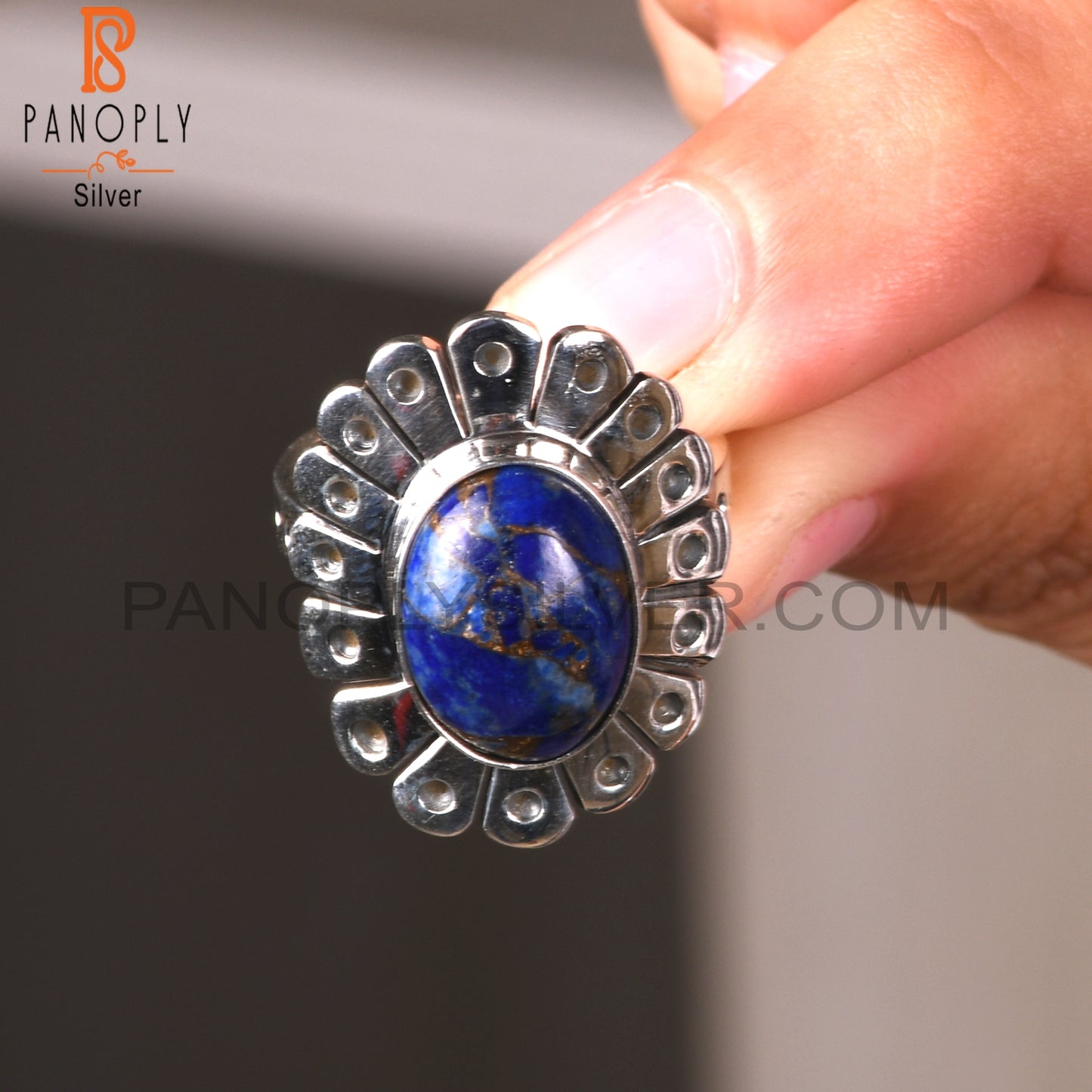 Mojave Copper Purple Oyster Turquoise 925 Silver Casual Ring