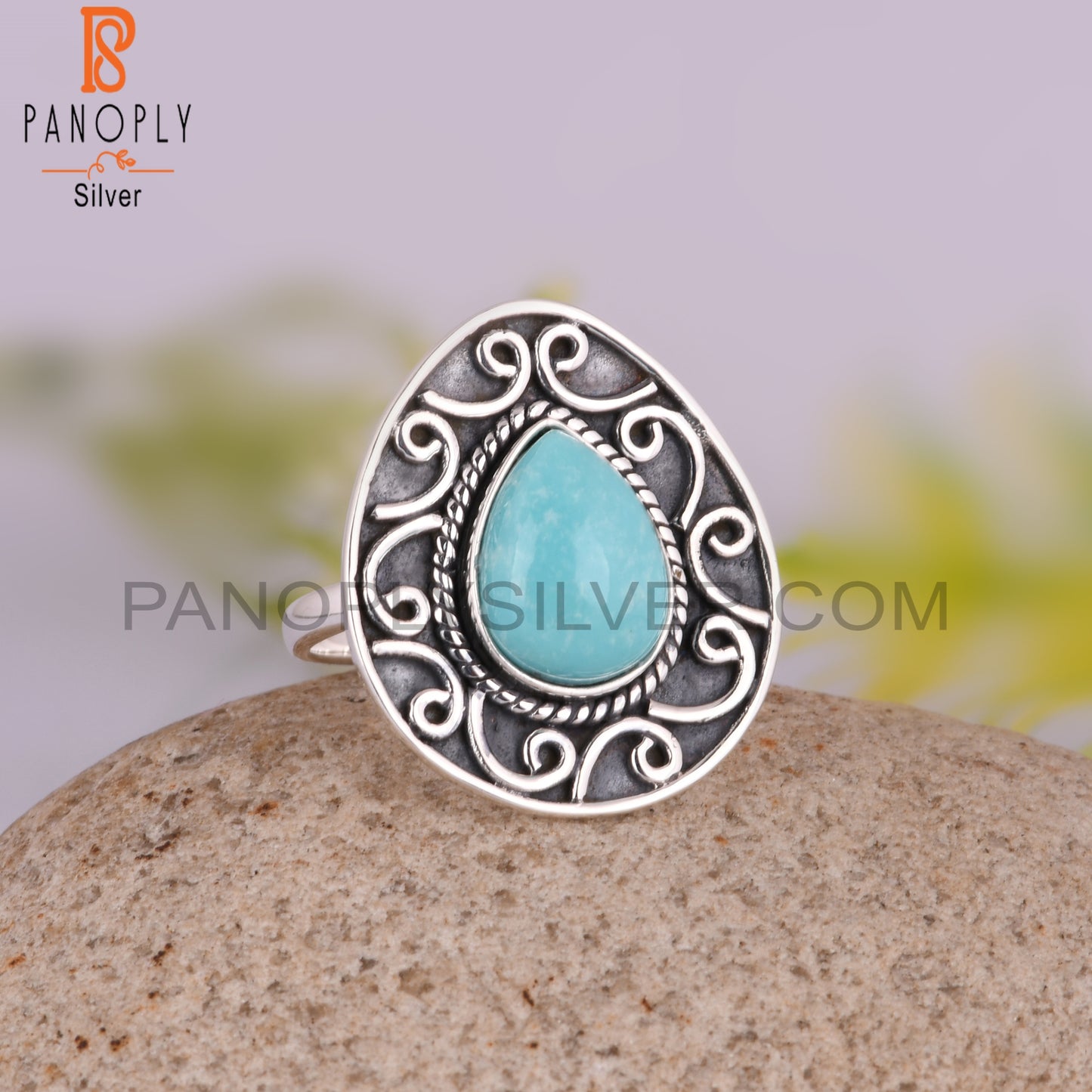 Arizona Turquoise Pear Shape 925 Sterling Silver Ring Jewelry