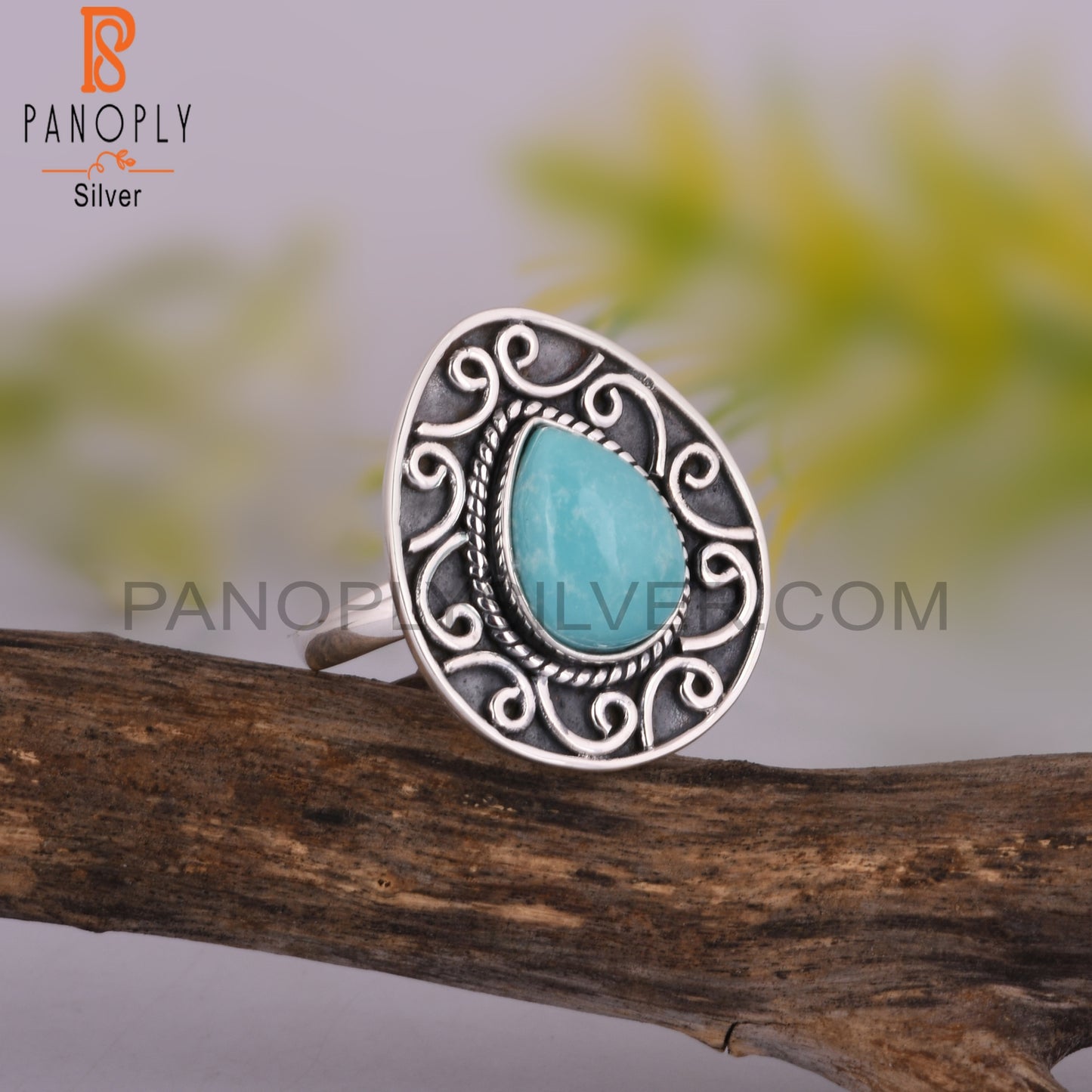 Arizona Turquoise Pear Shape 925 Sterling Silver Ring Jewelry