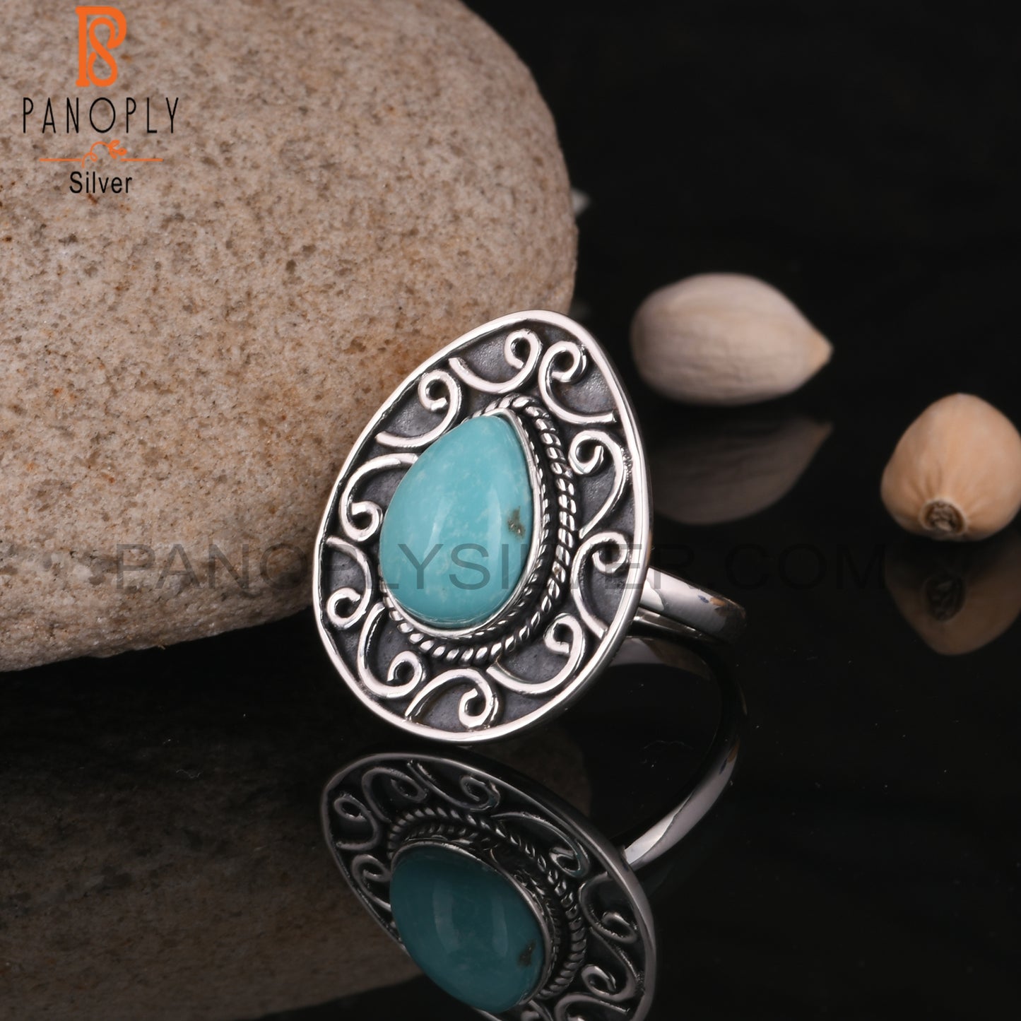 Arizona Turquoise Pear Shape 925 Sterling Silver Ring Jewelry