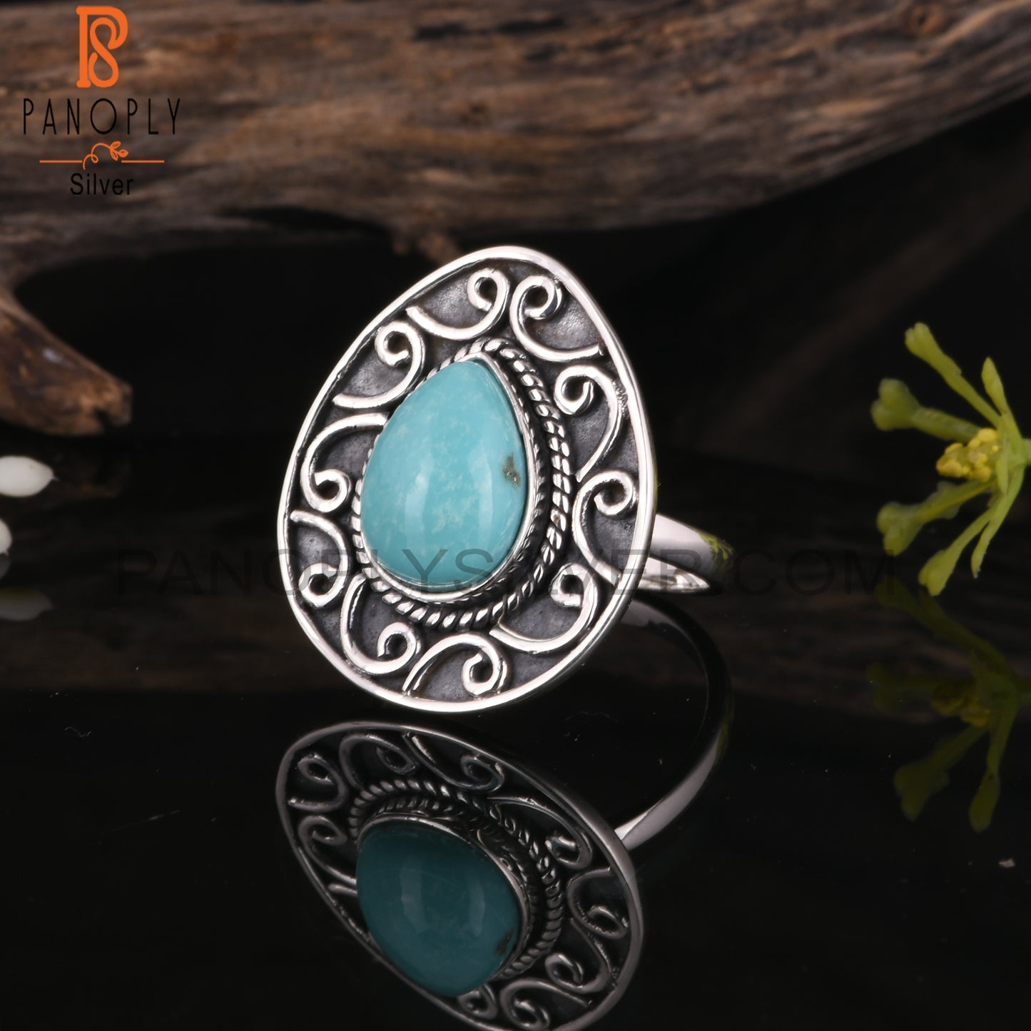 Arizona Turquoise Pear Shape 925 Sterling Silver Ring Jewelry