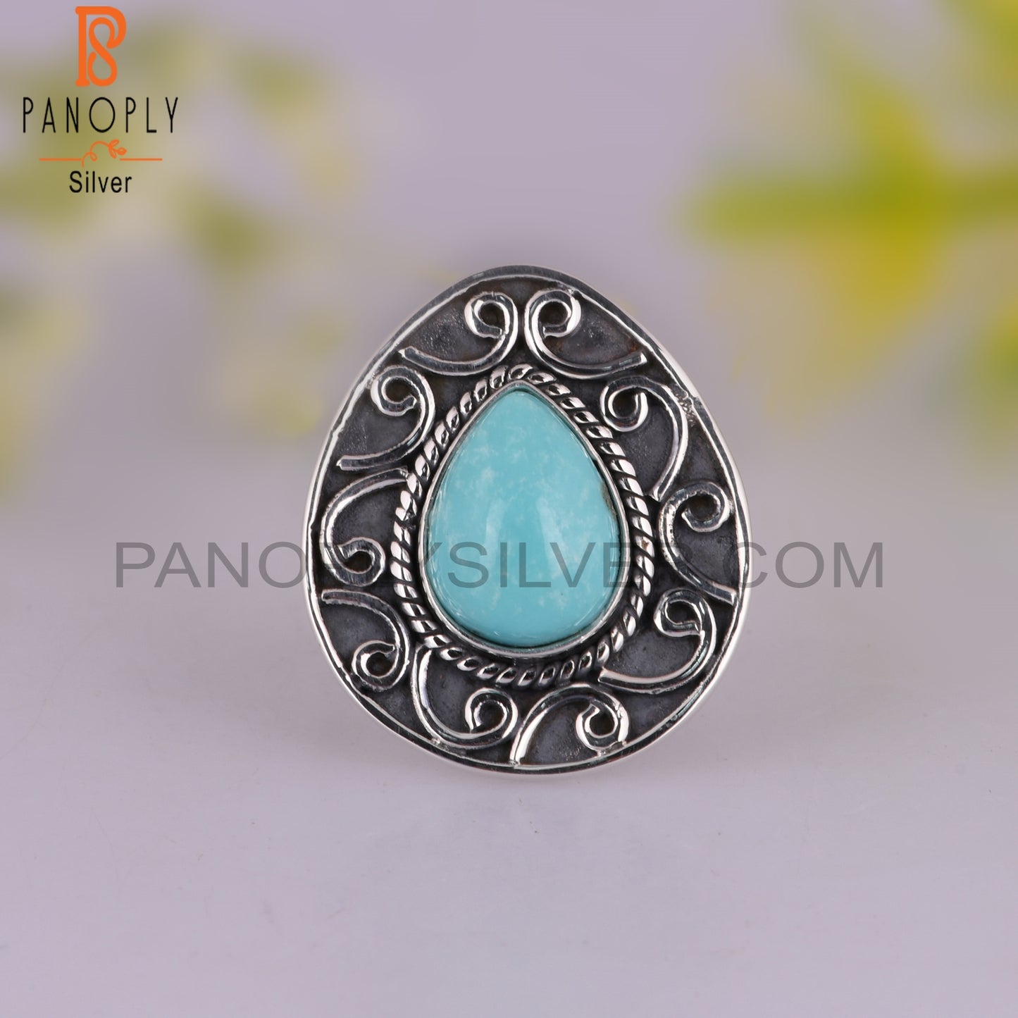 Arizona Turquoise Pear Shape 925 Sterling Silver Ring Jewelry