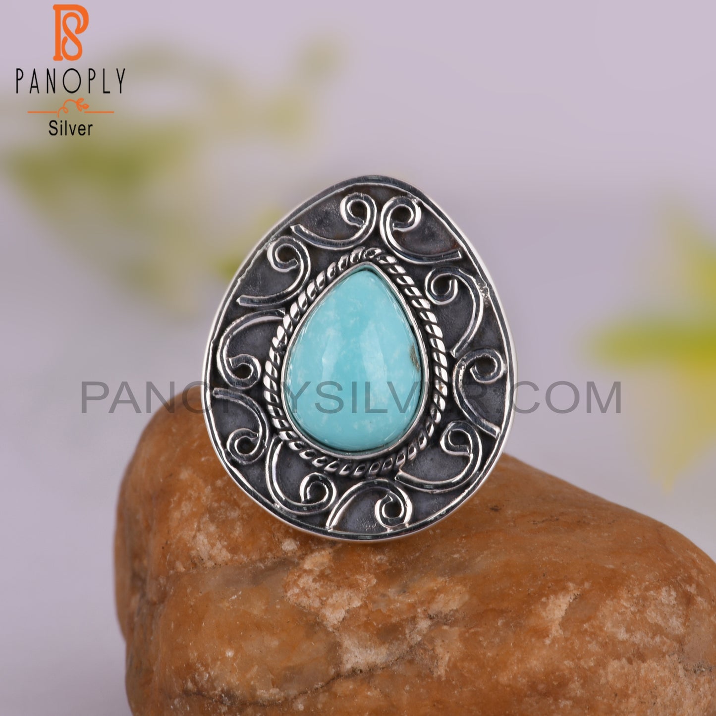 Arizona Turquoise Pear Shape 925 Sterling Silver Ring Jewelry