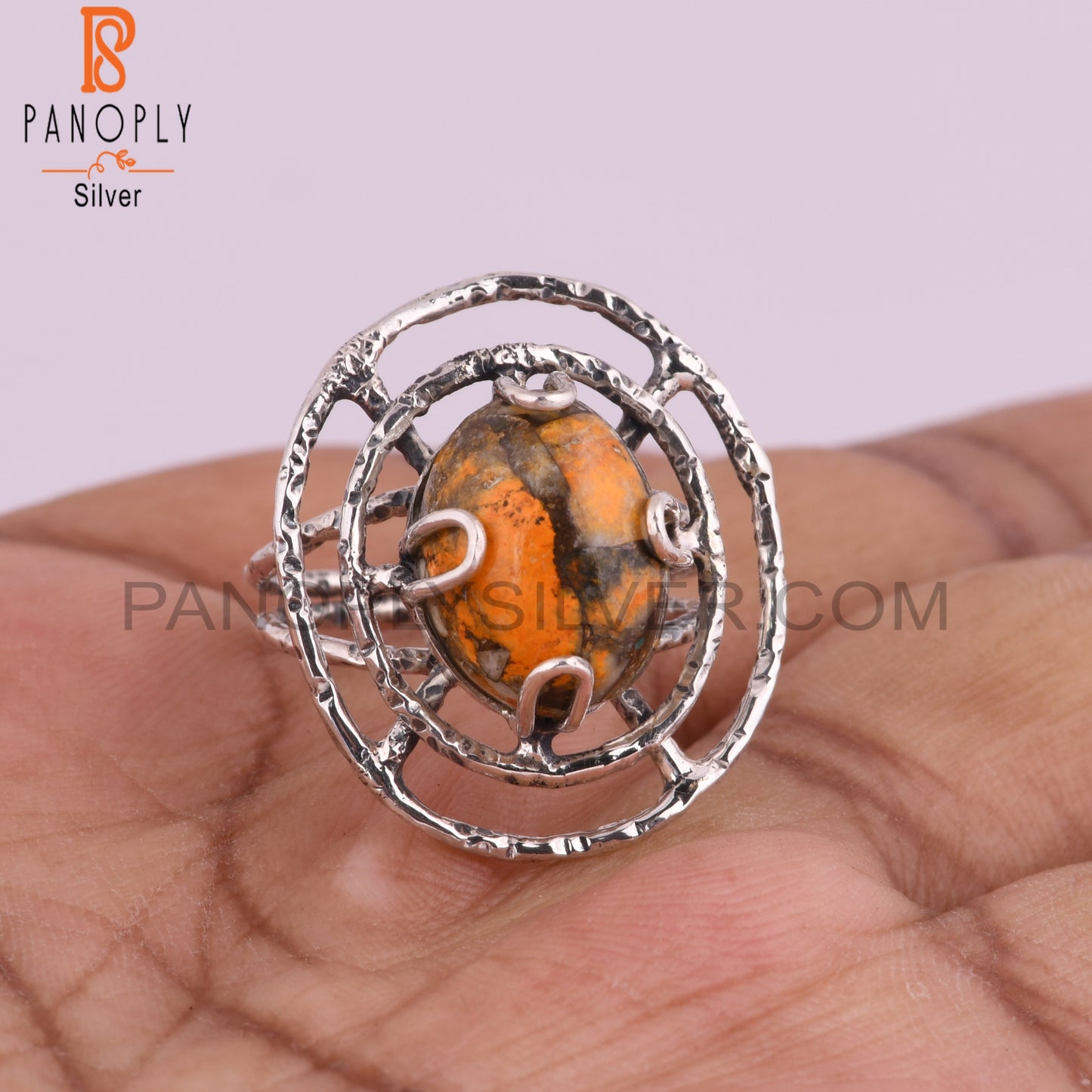 Sponge Coral Oval Shape Wedding 925 Sterling Silver Ring