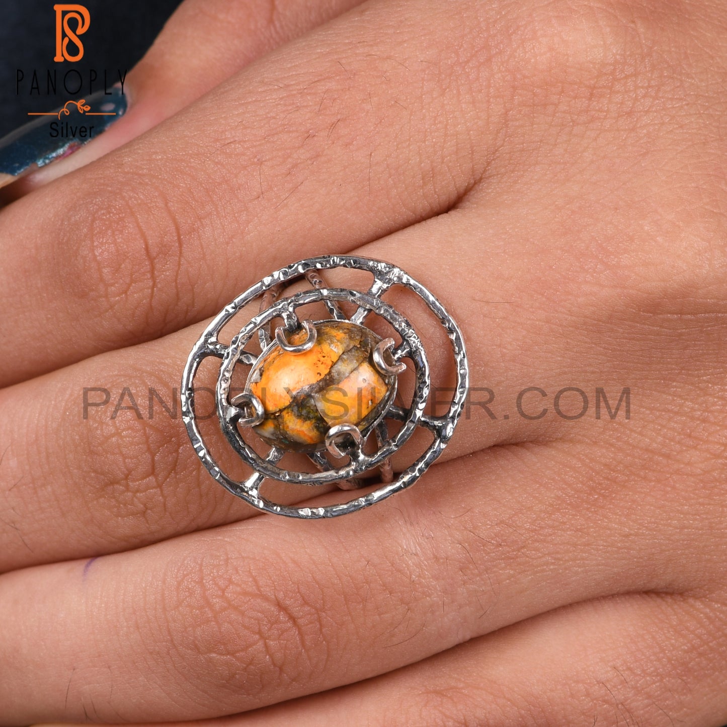 Sponge Coral Oval Shape Wedding 925 Sterling Silver Ring