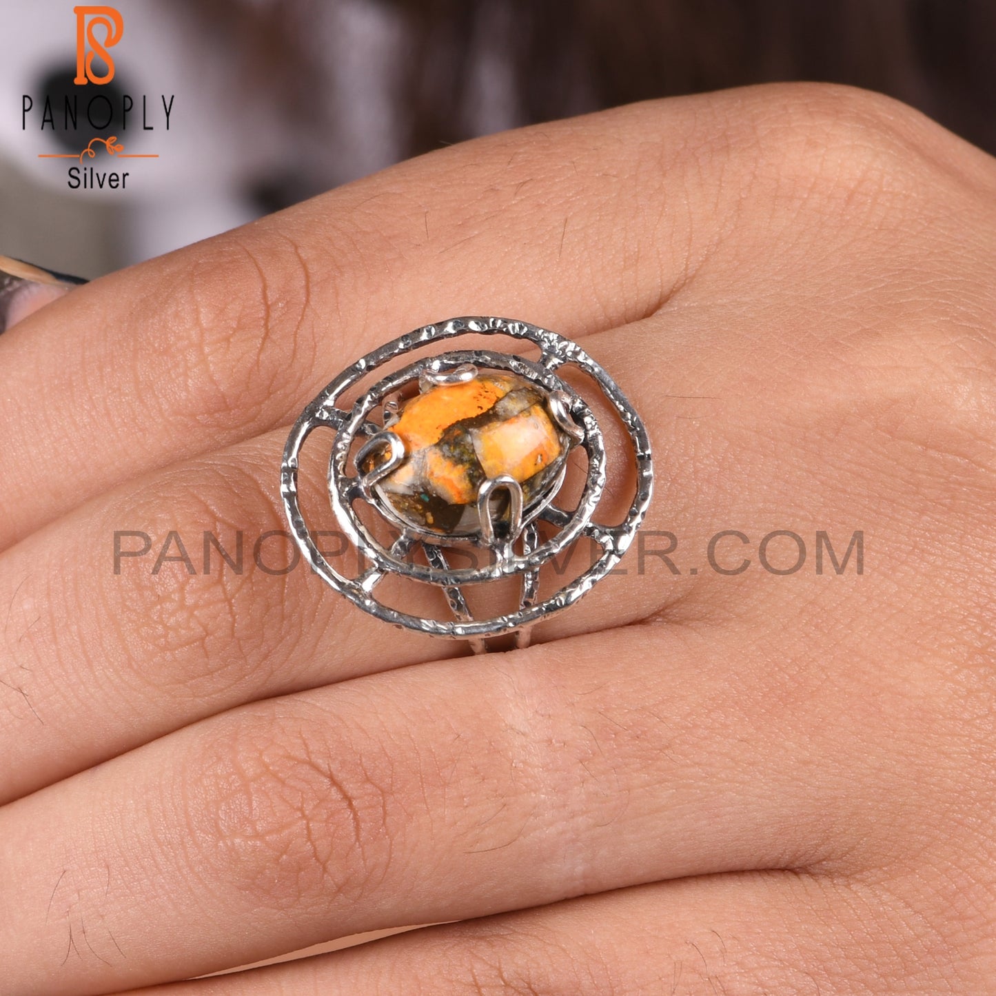 Sponge Coral Oval Shape Wedding 925 Sterling Silver Ring