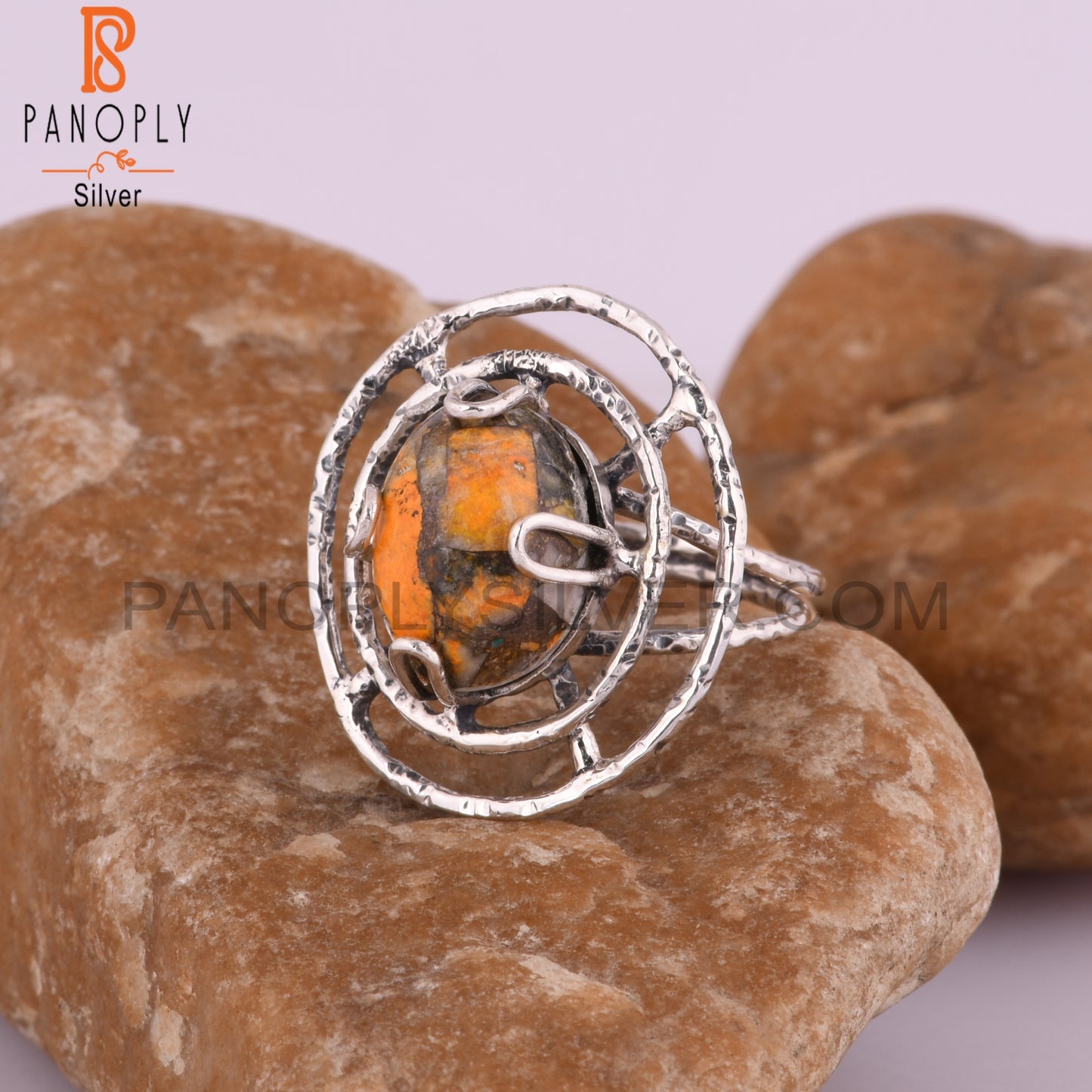 Sponge Coral Oval Shape Wedding 925 Sterling Silver Ring