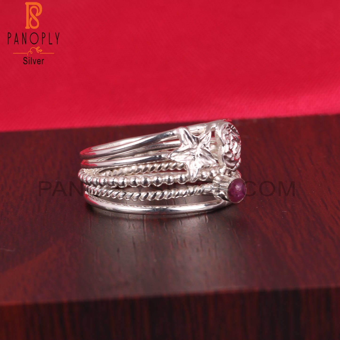 Ruby Designer Round Shape 925 Sterling Silver Ring