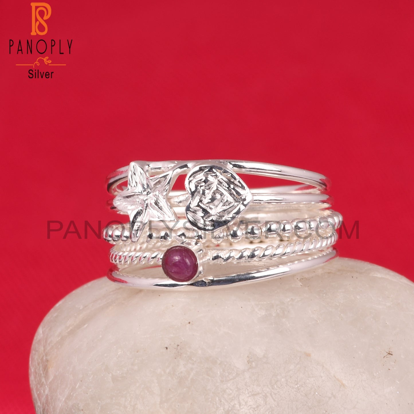 Ruby Designer Round Shape 925 Sterling Silver Ring