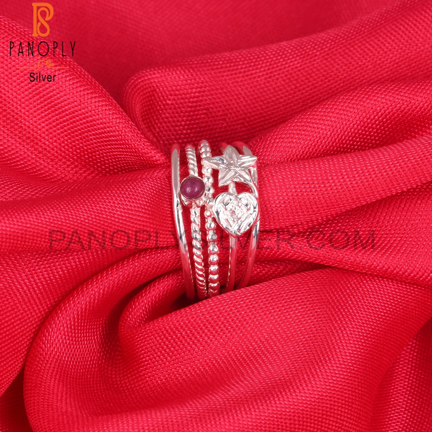 Ruby Designer Round Shape 925 Sterling Silver Ring